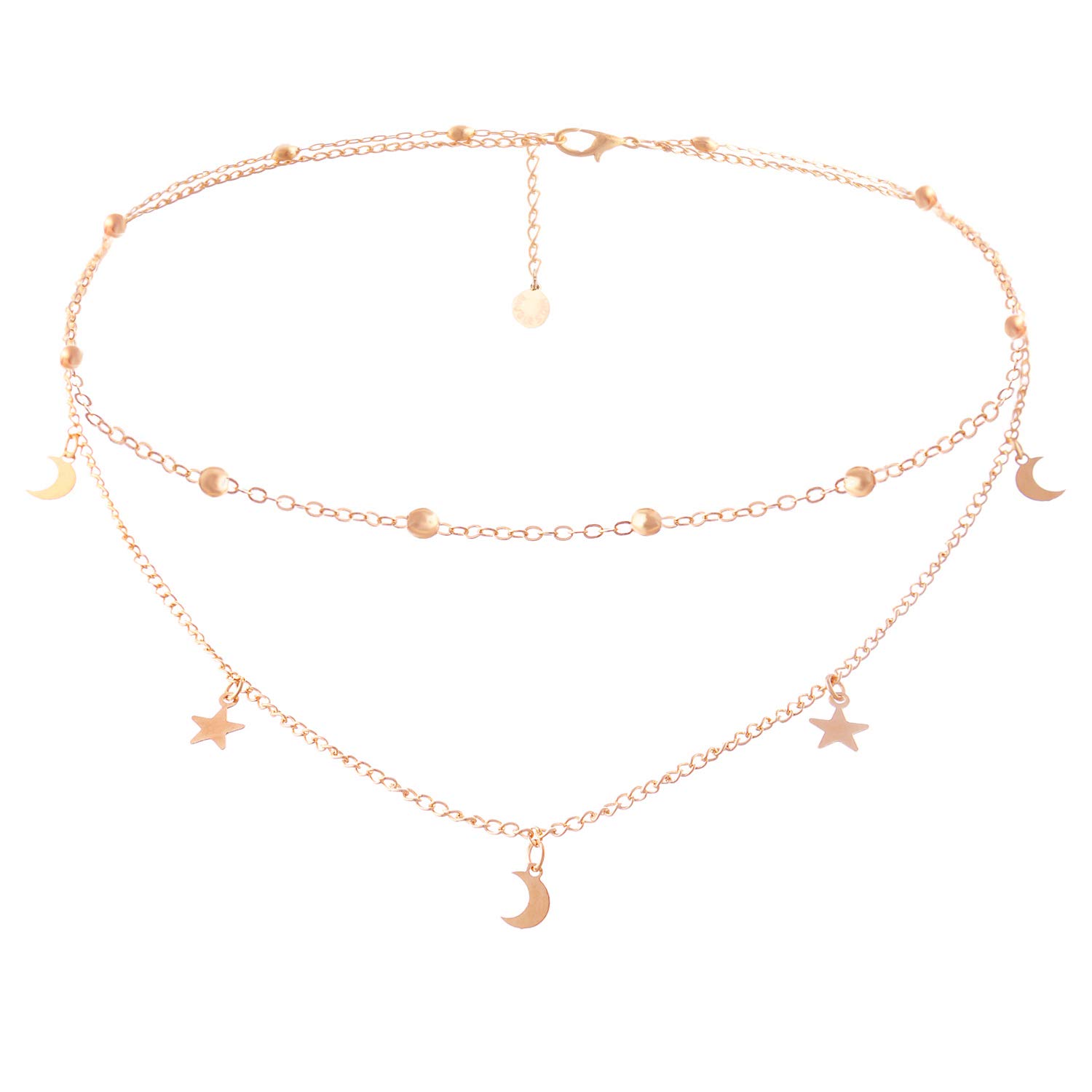 Star Moon Charm Necklace - Dainty Layering Chain Choker for Women | Perfect for Everyday Wear, Date Nights & Gift Giving