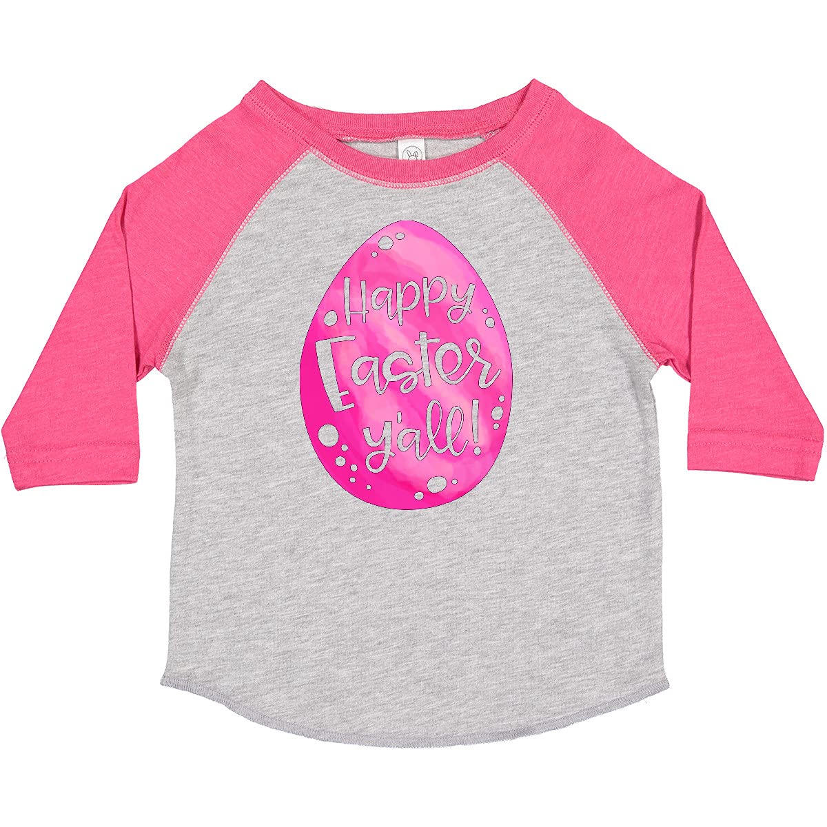 Inktastic Happy Easter Y'all Pink Easter Egg Toddler T-Shirt - Cute Easter Outfit for Baby Girls & Boys, Soft Cotton Tee for Easter Egg Hunt & Family Photos