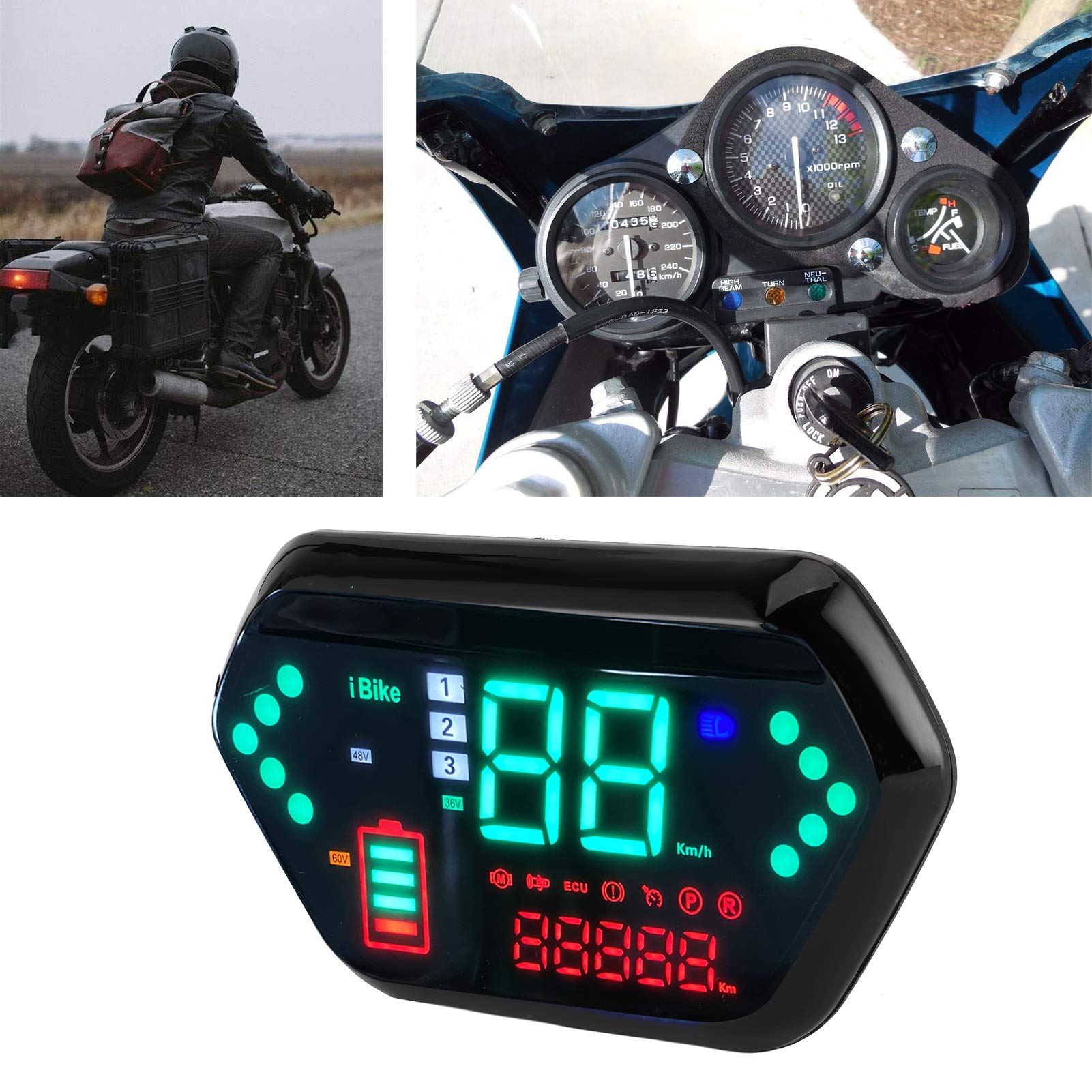 Keenso 48V/60V Motorcycle Speedometer - HD LCD Display for Universal Bikes - Riding & Racing