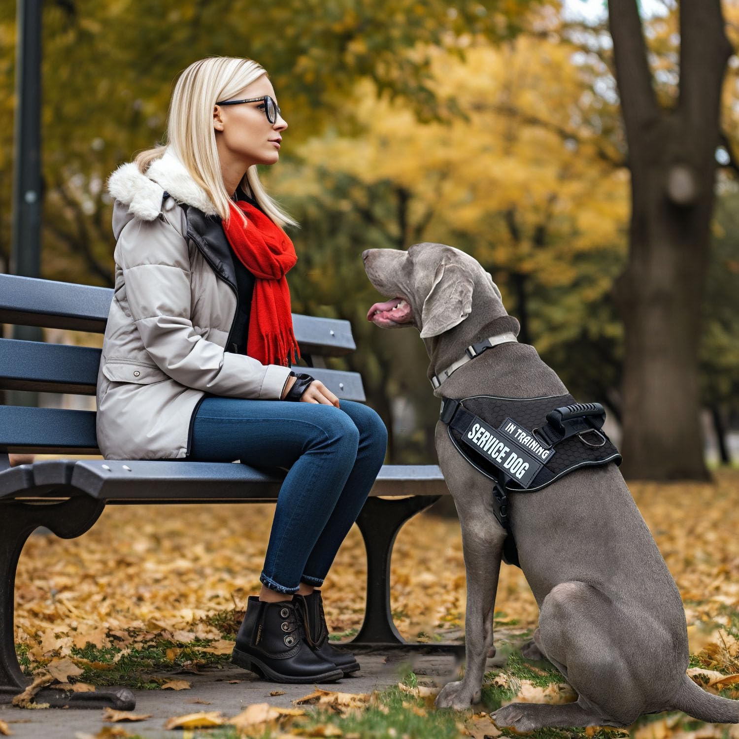 Service Dog Vest with 8 Patches - No-Pull Harness with Handle & Reflective Design | Customizable Name, Phone & Pattern | Easy Control for Small Medium Large Dogs | Perfect for Training, Therapy & Outdoor Activities