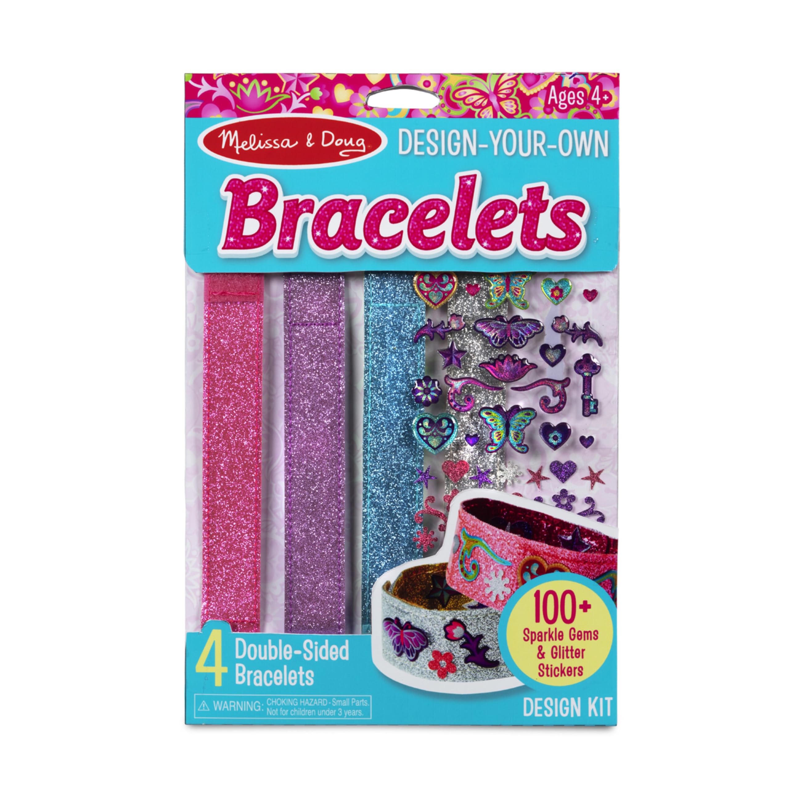 Melissa & Doug Design Your Own Bracelets Kit - 100+ Sparkle Gem Glitter Stickers for Girls DIY Jewelry Making, Perfect for Birthday Gifts & Creative Play