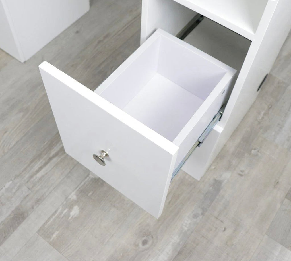 Professional Double Diamond White Manicure Table for Nail Salons - Portable & Adjustable Nail Technician Desk with Storage, Perfect for Home & Salon Use