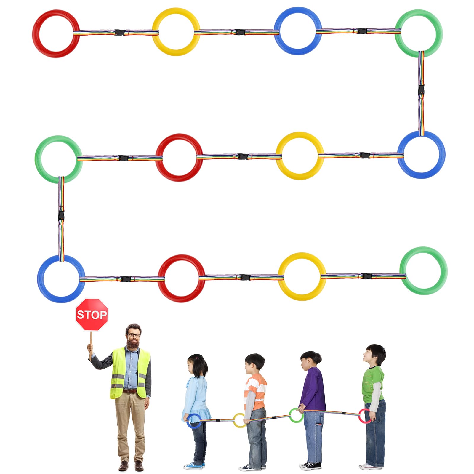 12pcs Toddler Walking Ropes - Detachable Preschool Transition Ropes for Daycare & Kindergarten | Safe Outdoor Walking Aid for Group Activities, Field Trips & Classroom Management