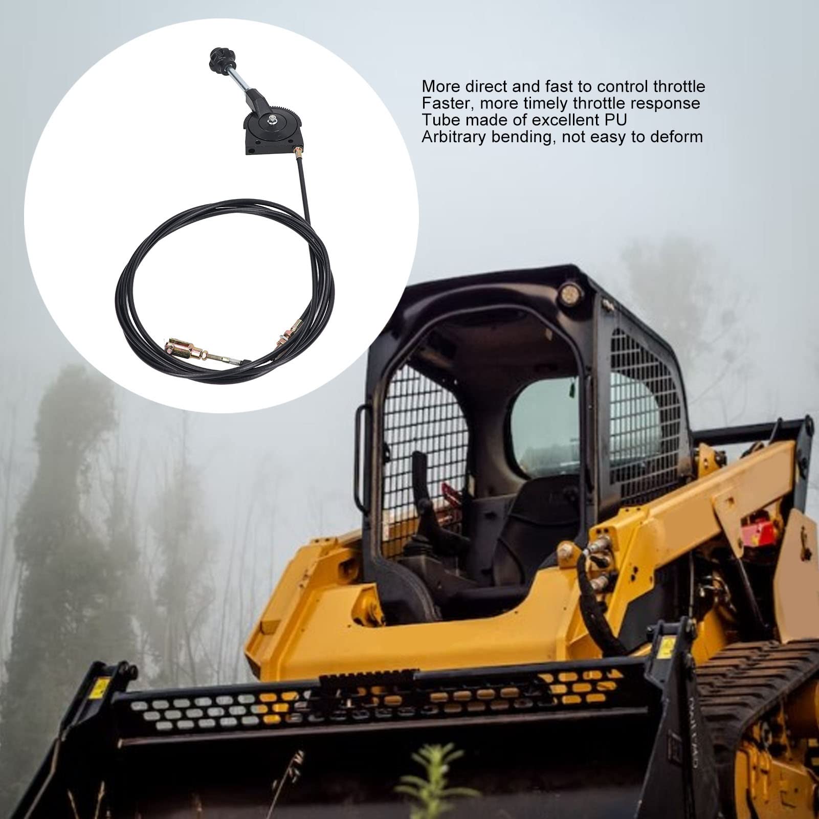 Heavy Duty Excavator Throttle Control Cable - 3.5m Stainless Steel Manual Throttle Cable for Construction Equipment, Excavators & Concrete Mixers | Durable Replacement Part for Precise Engine Speed Control in Tough Job Sites