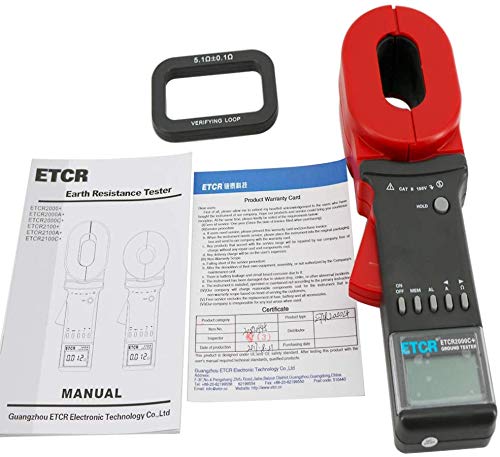 ETCR2000C+ Digital Clamp Ground Resistance Tester - Measures Earth Resistance & Leakage Current (20A, 0.01-1200Ω) - Perfect for Electrical Maintenance, Industrial Safety & Power System Testing