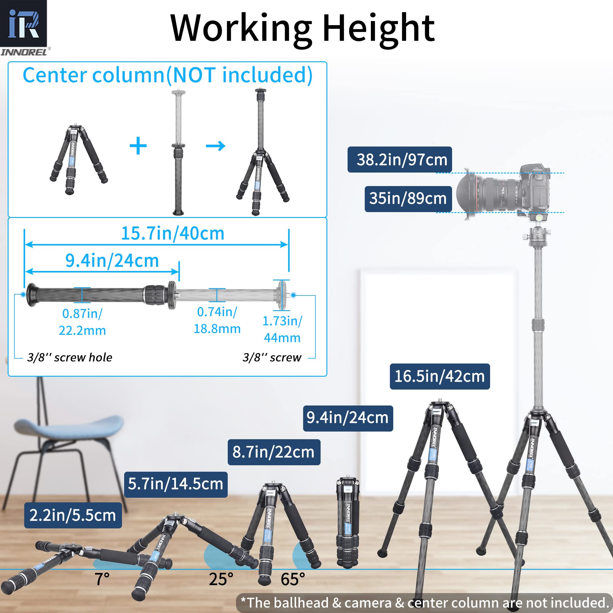 INNOREL 10-Layer Carbon Fiber Mini Tripod CT223C - Compact Lightweight Desktop Tripod for DSLR & Mirrorless Cameras, Low Angle Macro Shooting, Max Load 22lb/10kg - Perfect for Travel, Vlogging & Tabletop Photography
