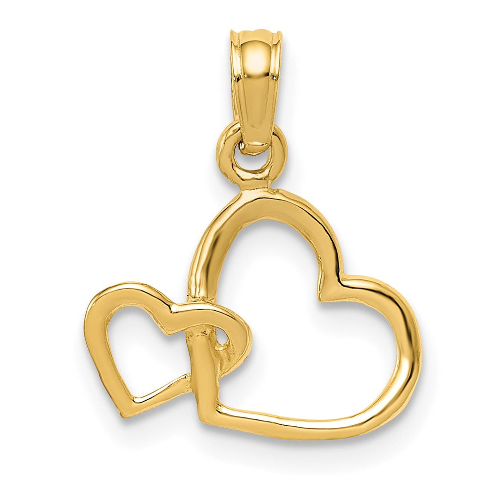 Gold Intertwined Double Heart Charm Necklace M2128 - Elegant Jewelry Gift for Women, Perfect for Valentine's Day, Anniversary & Romantic Occasions