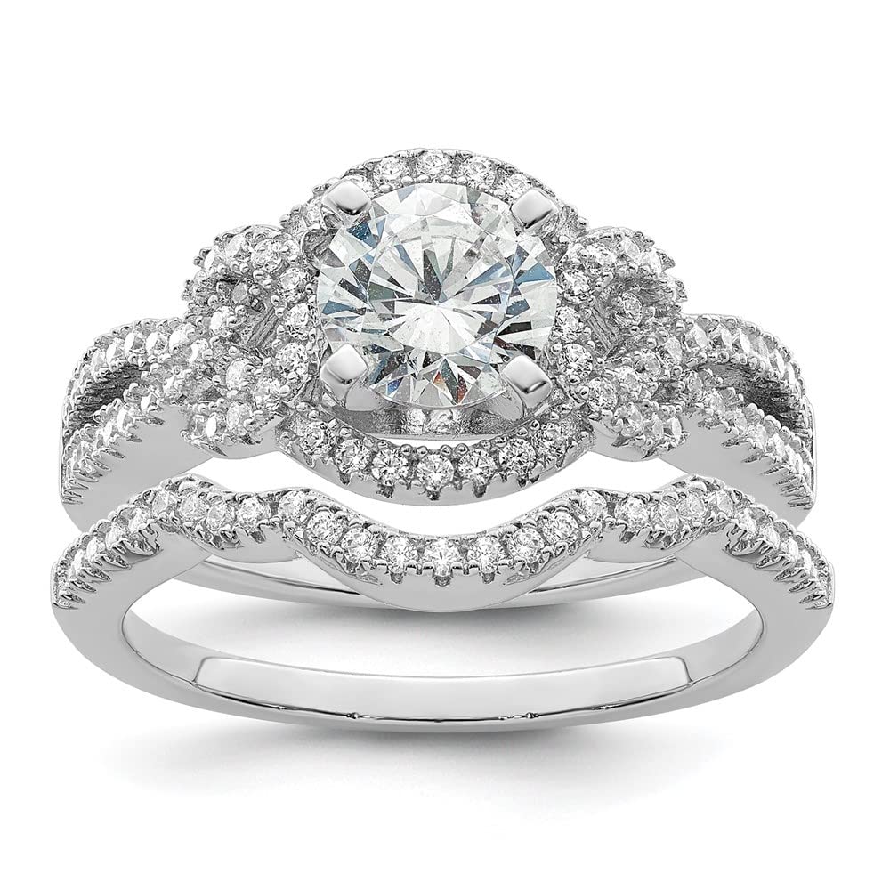 925 Sterling Silver Rhodium Plated Cubic Zirconia Bridal Ring Set - 2 Piece Wedding Band & Engagement Ring for Women, Perfect for Proposals, Anniversaries & Bridal Jewelry Gifts