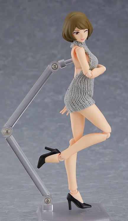 Figma #505 Chiaki Backless Sweater Outfit Body - Anime Figure Collectible for Display & Cosplay Enthusiasts