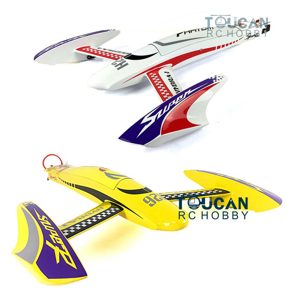 H660 100KM/H High-Speed Electric RC Racing Boat - White & Yellow Kevlar Hull w/ PNP Motor, Servo & ESC - DIY Model Kit (660x500x80mm) - Perfect for Competitive Racing & Lake Performance Boating