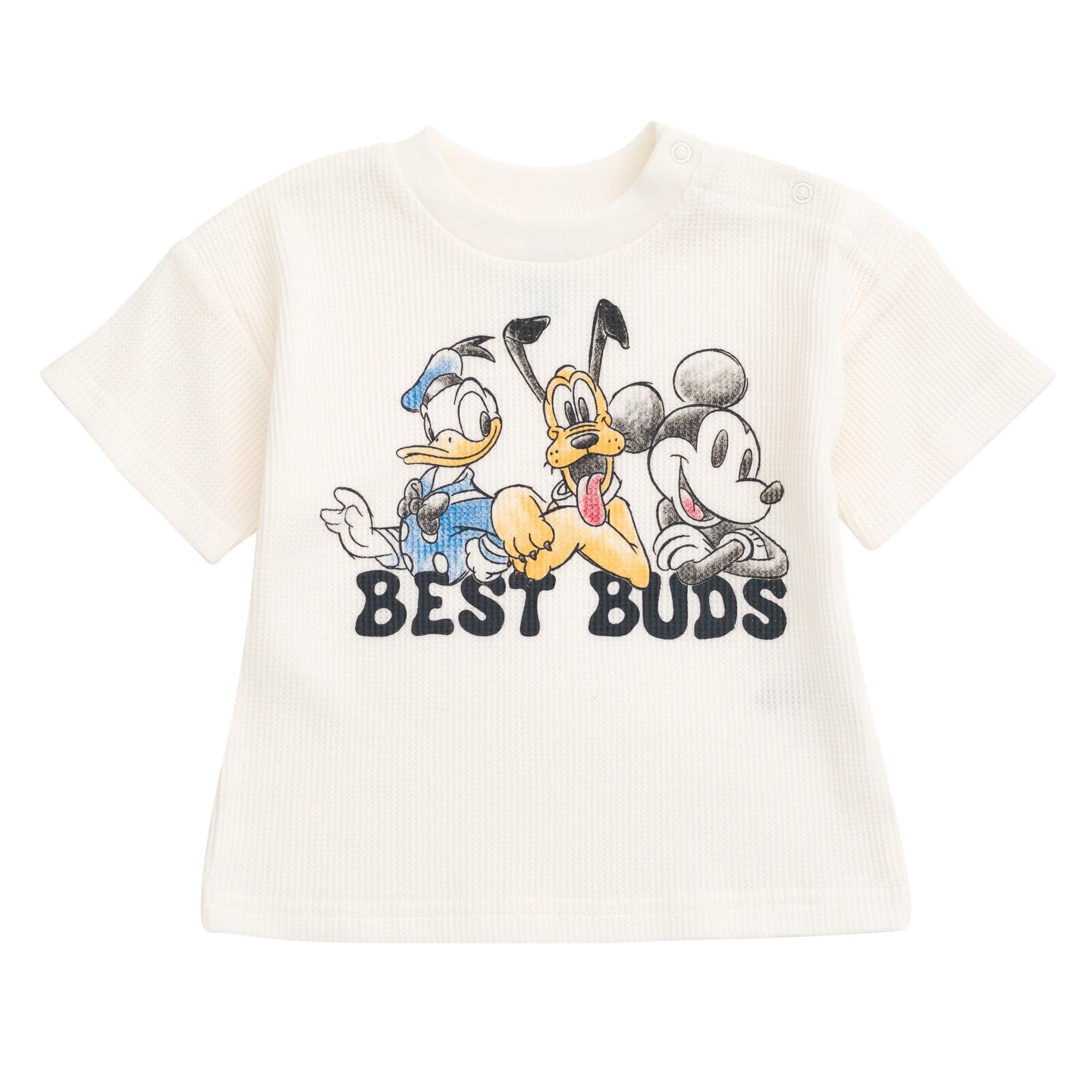 Disney Waffle Knit T-Shirt and Shorts Outfit Set for Babies & Toddlers (0-3 Months to 5T) - Soft Cotton PJs for Playtime, Naptime & Family Matching Outfits