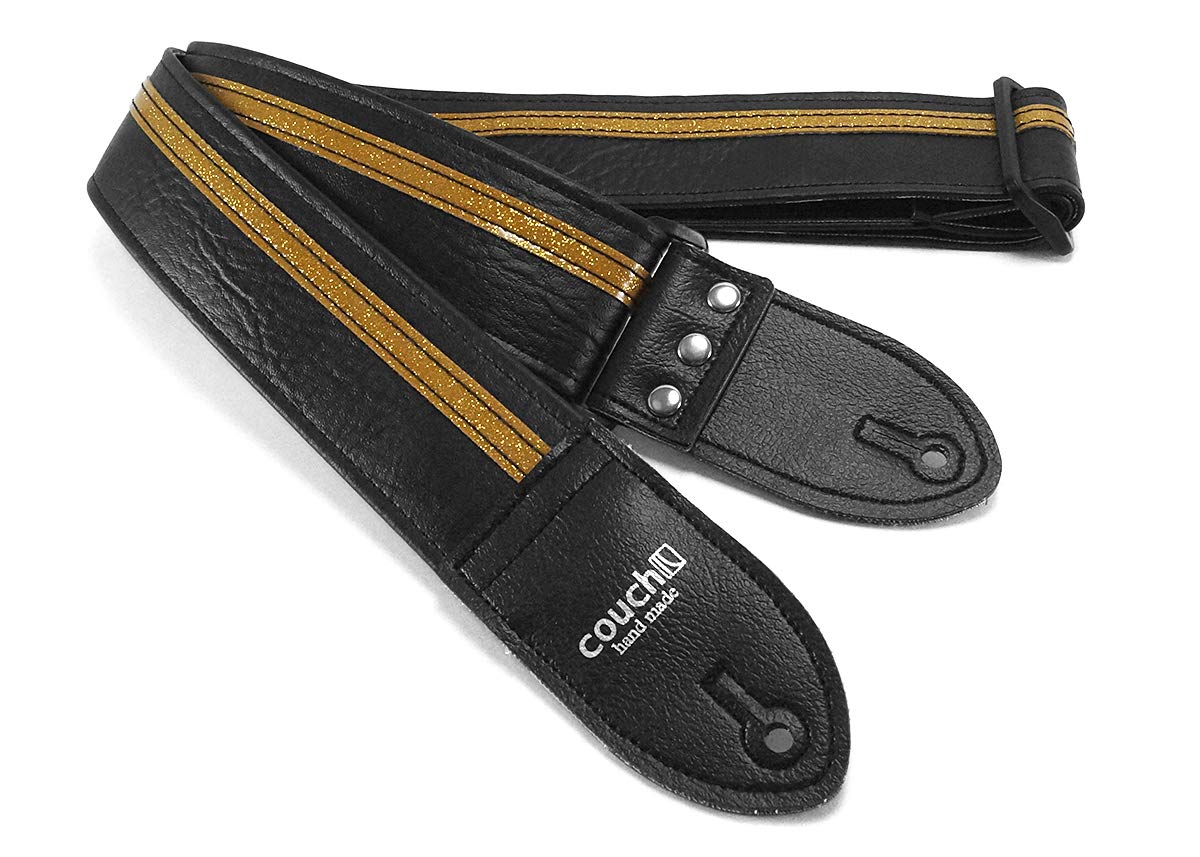Premium RACER X Guitar Strap - Handmade in USA by Couch Guitar Straps (Black & Gold) - Comfortable & Durable for Electric, Acoustic & Bass Guitars - Perfect for Live Performances, Studio Sessions & Practice