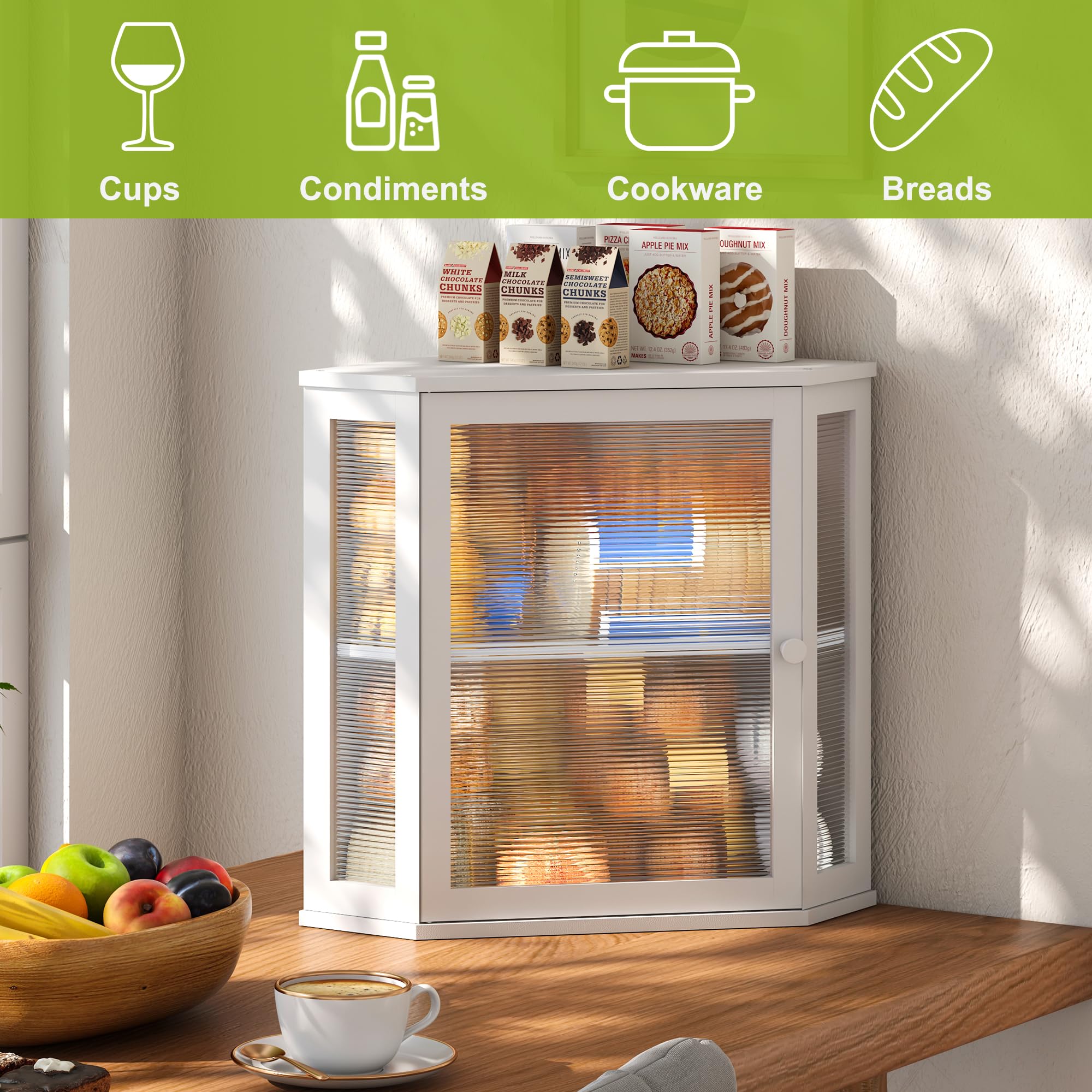BMOSU Double Layer Bamboo Bread Box - Extra Large White Wooden Bread Storage Bin for Kitchen Countertop | Perfect for Storing Bread, Buns, and Pastries to Keep Fresh Longer
