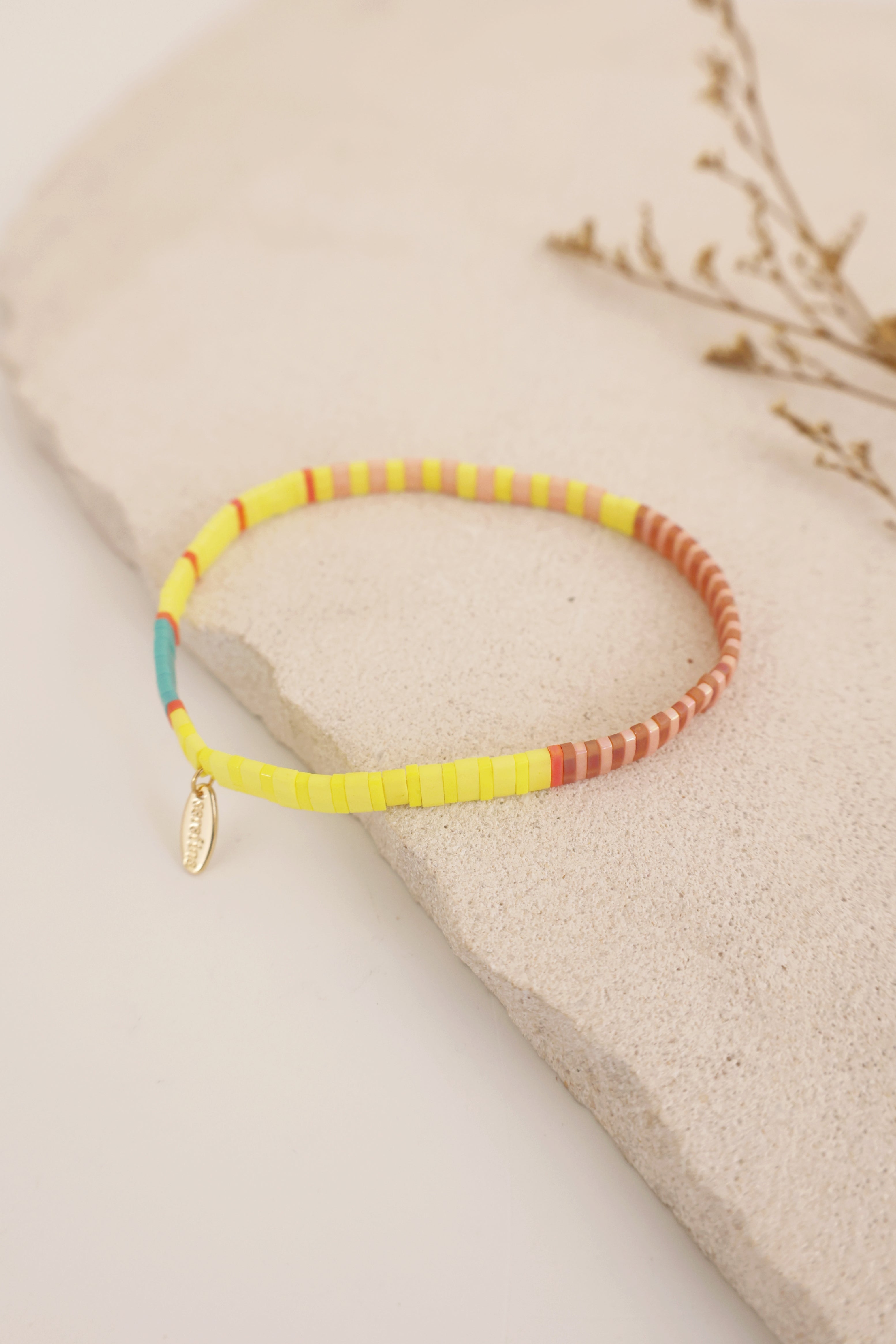 Yellow Beaded Chicklet Bracelet - Stylish Handmade Beaded Jewelry for Women, Girls | Perfect for Parties, Gifts & Everyday Wear