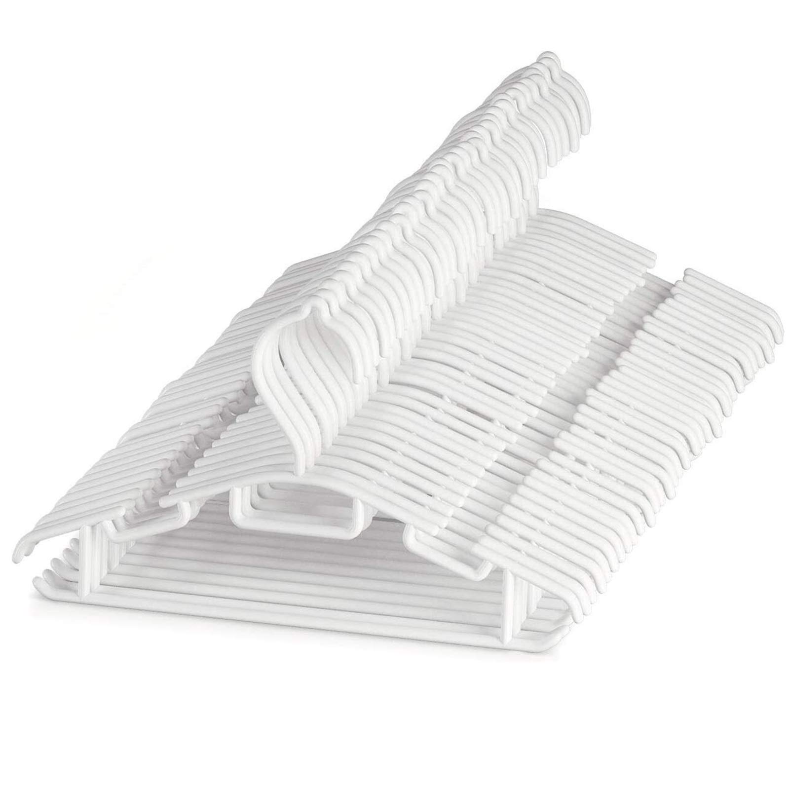 60 Pack Non-Slip White Tubular Baby Hangers with Plastic Straps - Space Saving Kids Closet Organizer for Toddler Clothes & Nursery Storage
