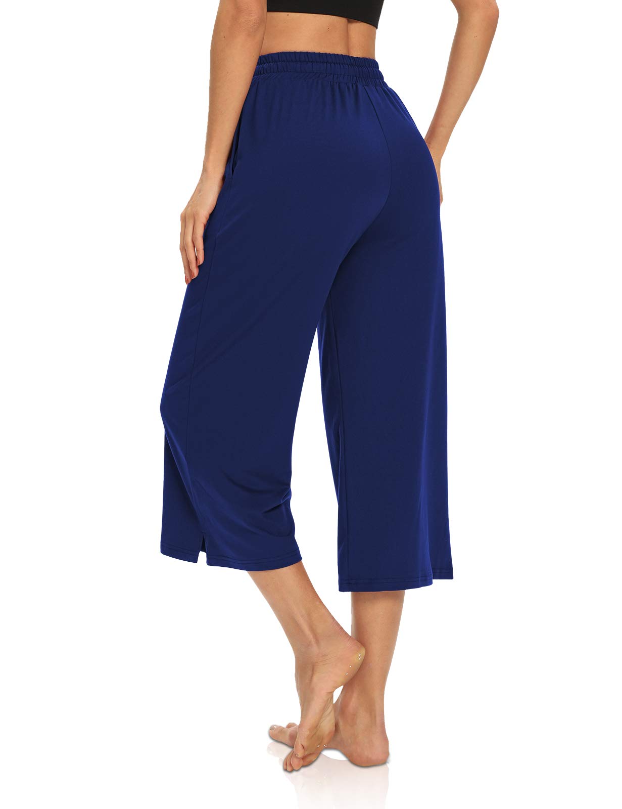 DIBAOLONG Women's Capri Pants - Loose Yoga Pants with Wide Leg & Drawstring, Comfortable Lounge Pajama Sweatpants with Pockets - Perfect for Yoga, Workout, Travel & Home Relaxation