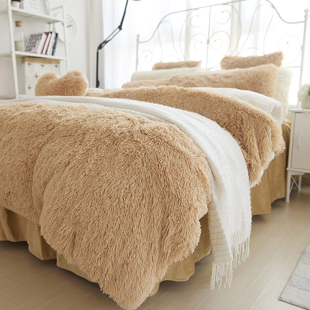 SAZDFY Thick Plush Quilt Set - Modern Solid Color Reversible Duvet Cover, Winter Warm Double-Sided Bedding, 220x240cm (87x94 inches) - Perfect for Cozy Winter Nights & Guest Room Decor