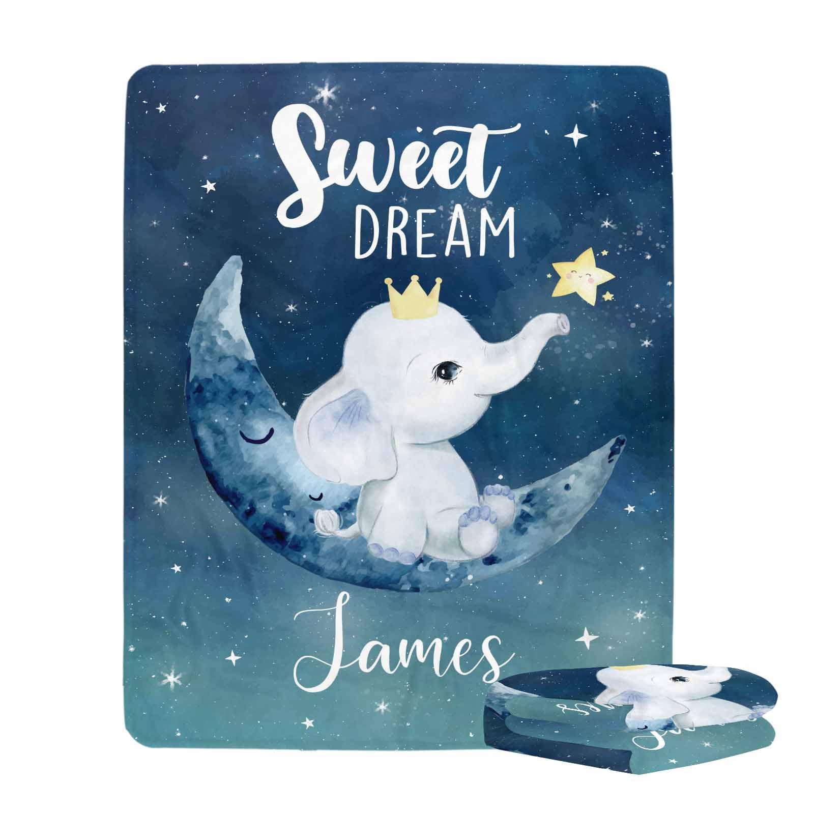 Personalized Elephant Baby Blanket - Custom Name Fleece Blanket for Newborn Boys & Girls - Super Soft 30x40 Inch Baby Shower Gift - Perfect for Nursery, Swaddling & Photo Props