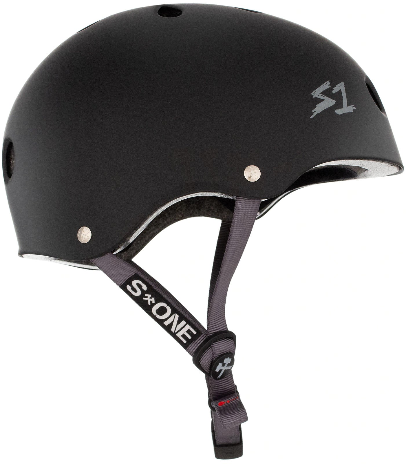 S1 Lifer Helmet - Black Matte with Grey Strap | Bike, Skateboard & Scooter Safety Gear for Adults & Kids | Perfect for Cycling, Skating & Urban Commuting