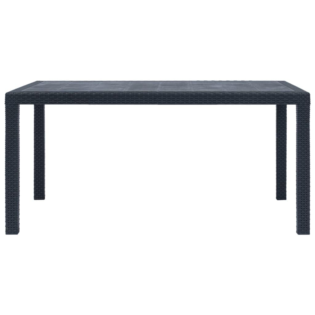 vidaXL Anthracite Patio Table with Rattan Look Design | Durable & Weather Resistant Outdoor Dining Table | Lightweight for Garden, Patio, Campsite or Poolside | Perfect for BBQ, Picnics & Outdoor Entertaining | 59