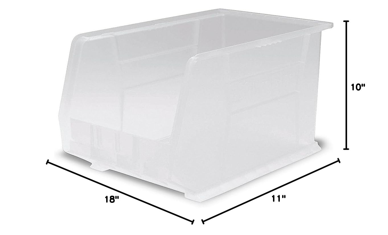 Akro-Mils 11x18x10 Inch Clear Plastic Storage Bins - Set of 6 Stackable Organizer Containers for Home, Office, Garage & Workshop Organization