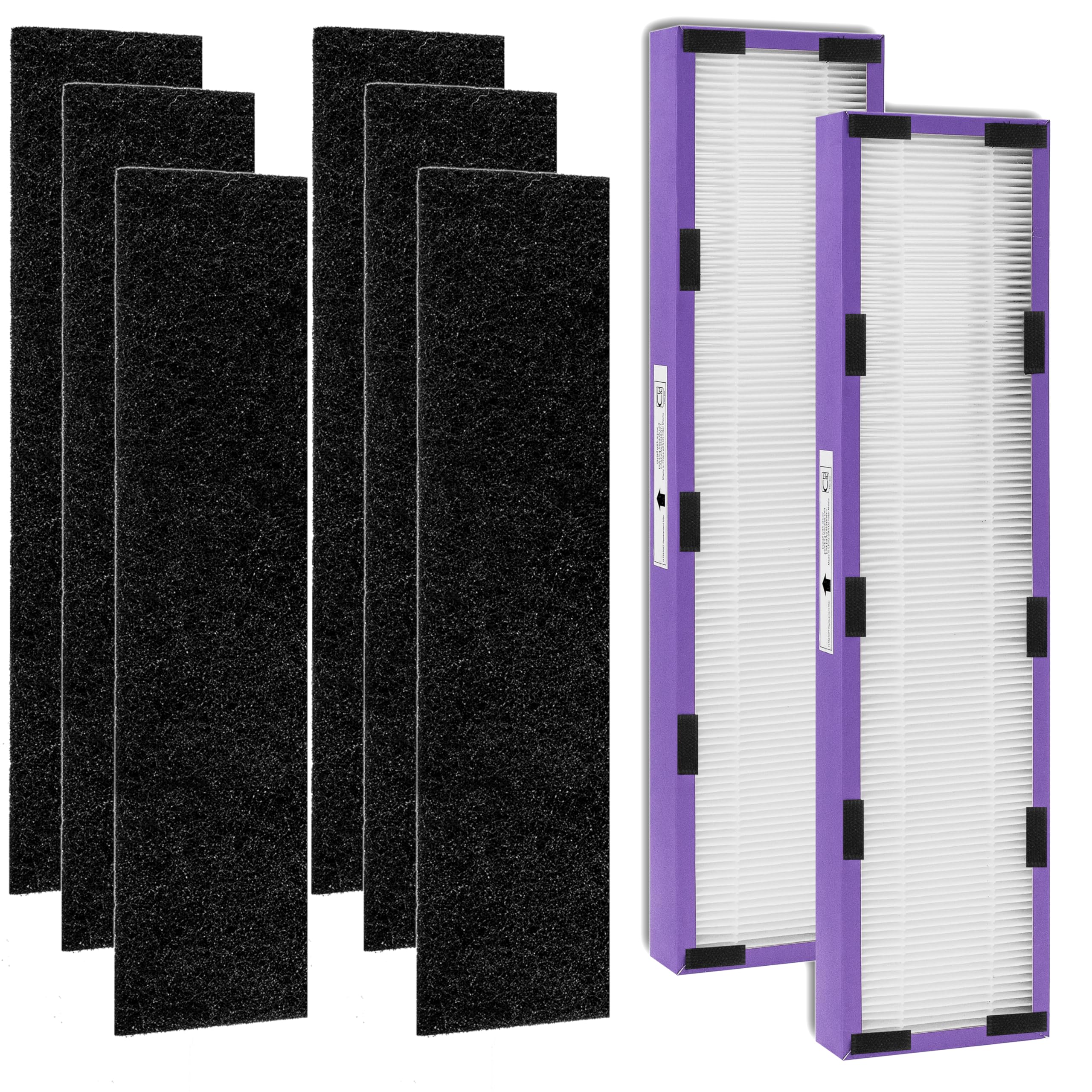 FLT5250PT True HEPA Replacement Filter for GermGuardian Air Purifiers - Compatible with AC5250PT/AC5000E/AC5300B/AC5350W/AC5350B/CDAP5500BCA/CDAP5500WSP/BXAP250/IAP-GG-125 - 2 HEPA + 6 Pre-Filters - Pet-Friendly Air Purification for Home & Office