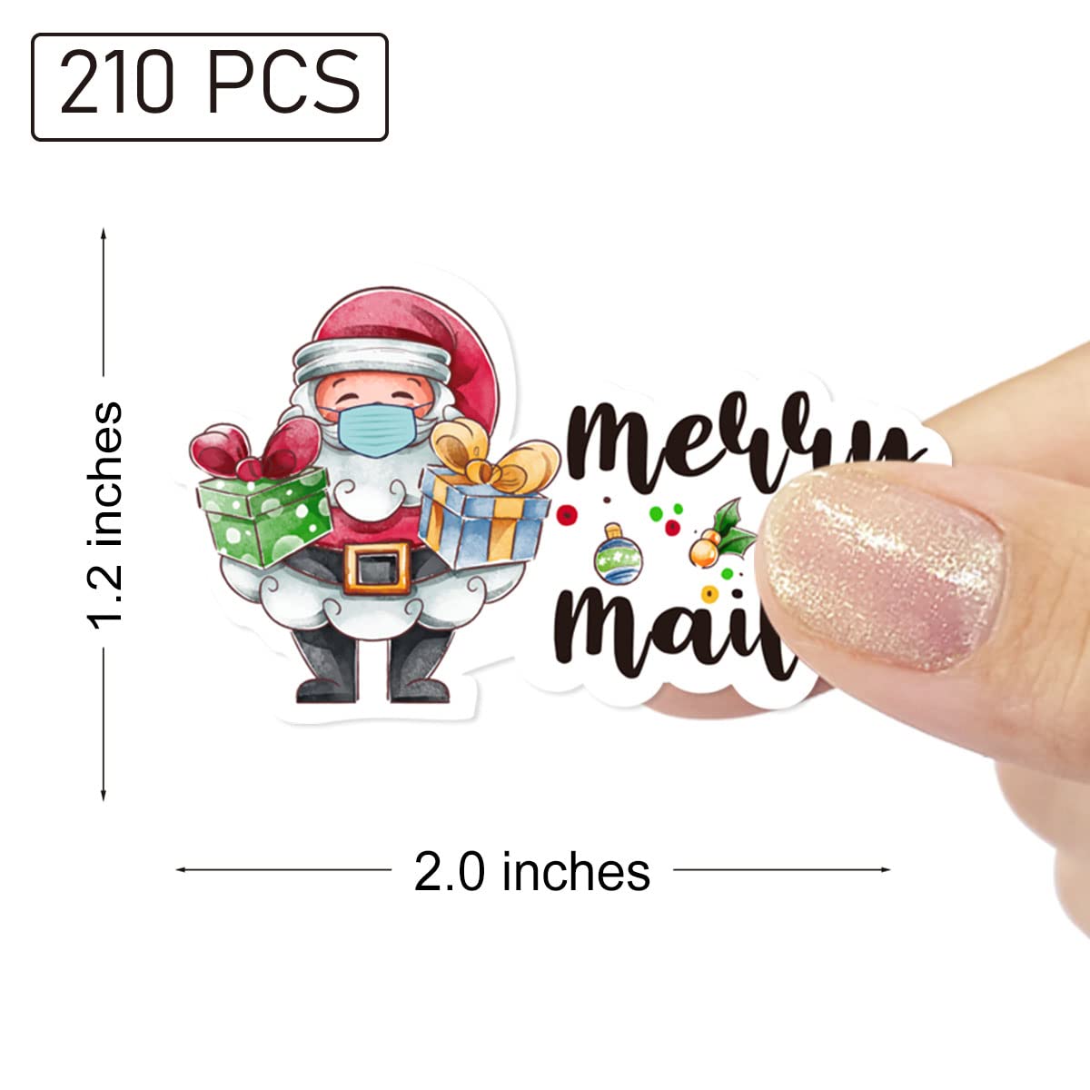 210 PCS Christmas Santa Claus Stickers for Small Business - Cute Merry Mail Stickers for Packages, Envelopes, Handmade Goods & Bags - Perfect for Holiday Gift Wrapping, DIY Crafts & Small Shop Branding