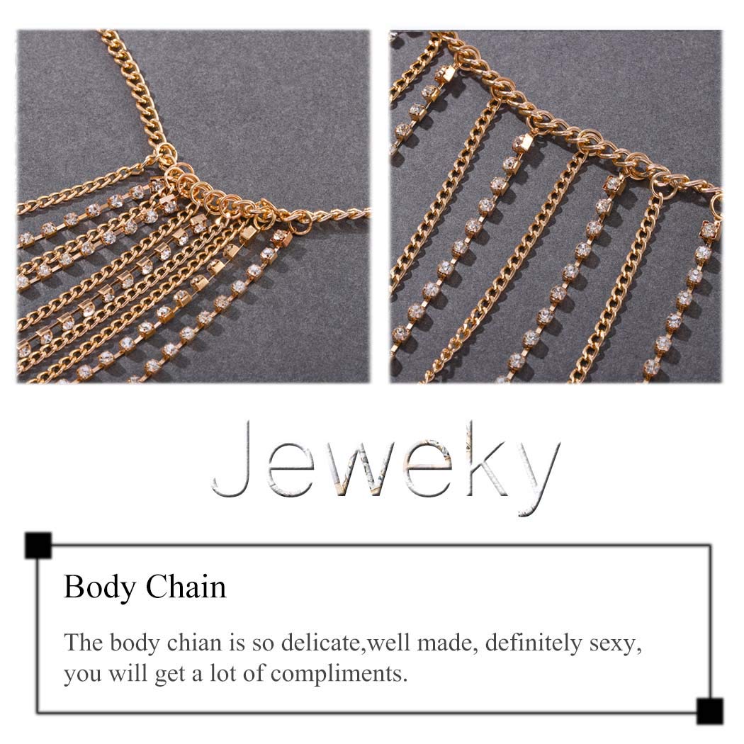 Gold Crystal Rhinestone Tassel Waist Chain - Elegant Body Jewelry for Women | Perfect for Rave Parties, Beach Vacations & Festival Outfits