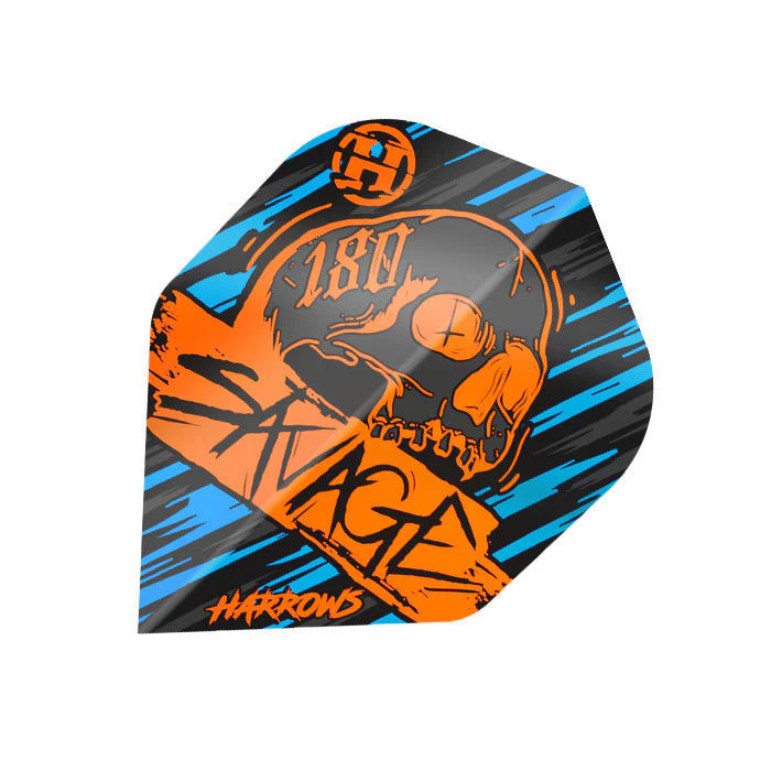HARROWS SAVAGE Flights - Standard Small NO2 Shape Darts (Orange/Blue) | Perfect for Professional & Casual Dart Players | Enhance Your Game at Home or in Tournaments