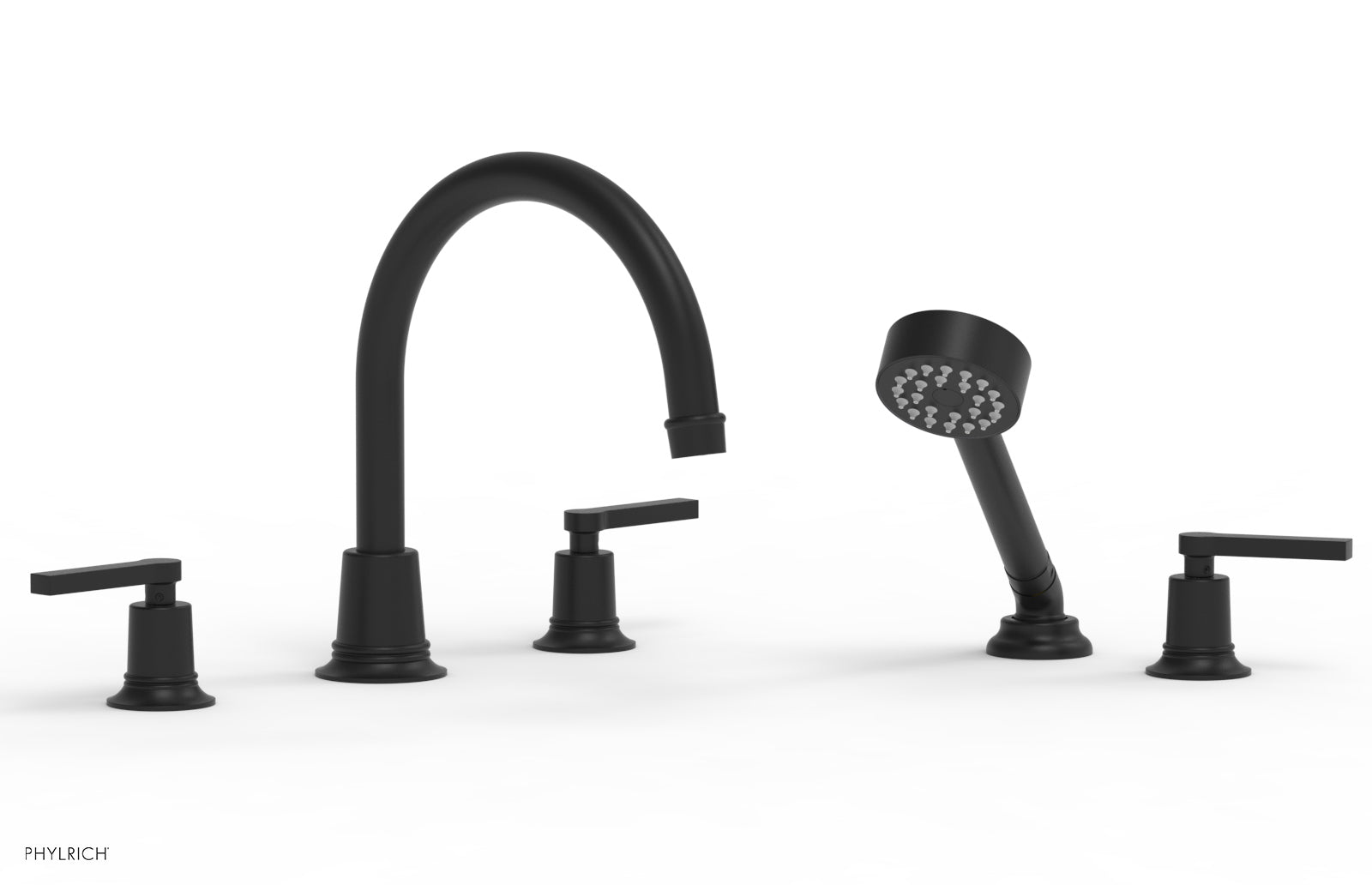 HEX MODERN Deck Mount Tub Faucet Set with Hand Shower and Lever Handles 501-51 - Perfect for Bathroom Renovation and Spa-Like Shower Experience