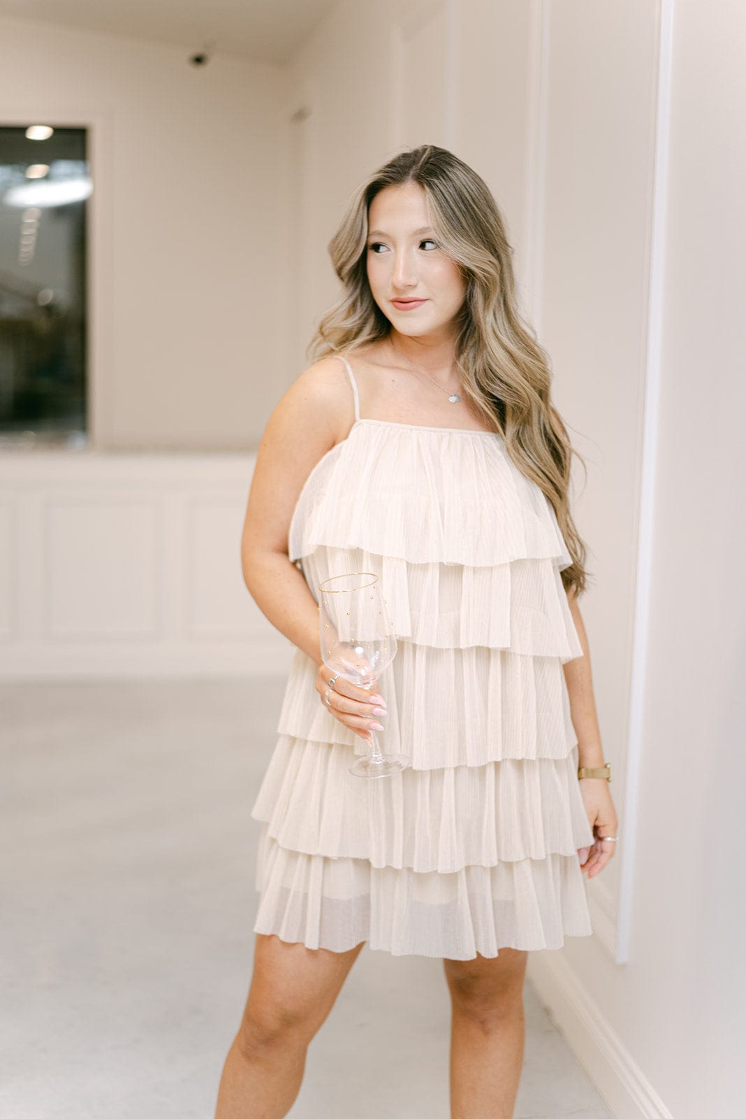 Elegant Champagne Tulle Mini Dress for Women - Perfect for Weddings, Parties & Special Occasions