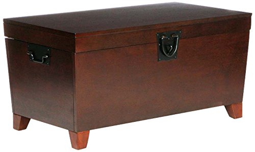 SEI Pyramid Storage Trunk Coffee Table - Espresso Finish, Multi-Functional Ottoman with Hidden Storage for Living Room, Bedroom, or Office Organization