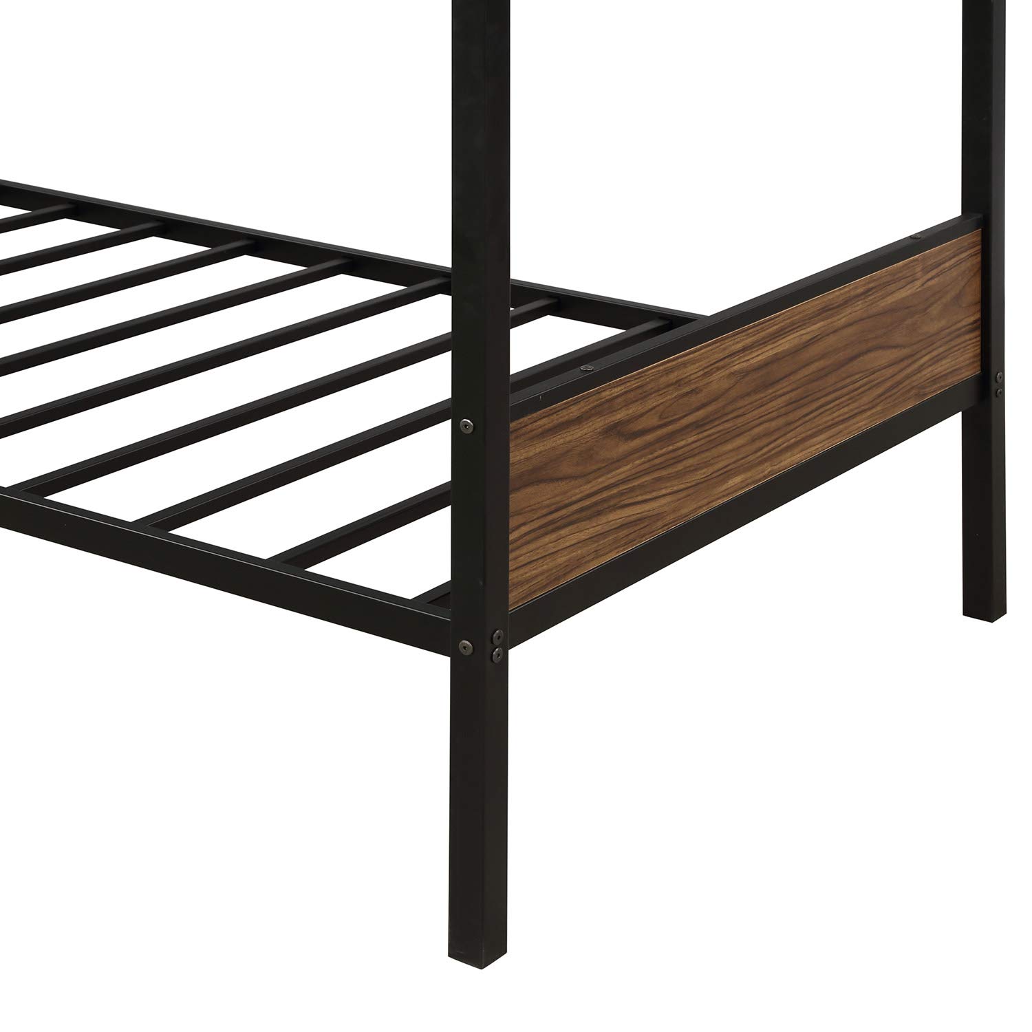 Modern Steel Twin-Over-Twin Bunk Bed Frame with Safety Rail & Built-in Ladder - Sturdy Metal Bunk Bed for Kids, Teens, Boys & Girls - Space-Saving Bedroom & Dorm Furniture (Brown) | Perfect for Shared Kids' Rooms, Sleepovers & Small Spaces