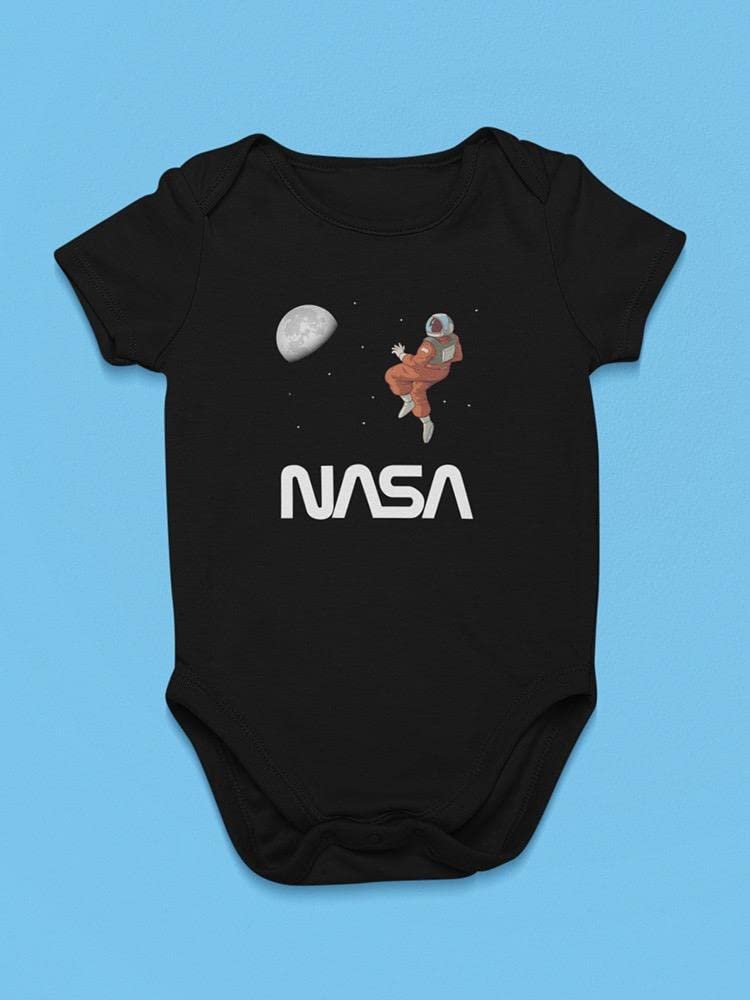 NASA Astronaut Moon Gazing Baby Bodysuit - Black Newborn Outfit for Space-Themed Nursery & Photo Shoots