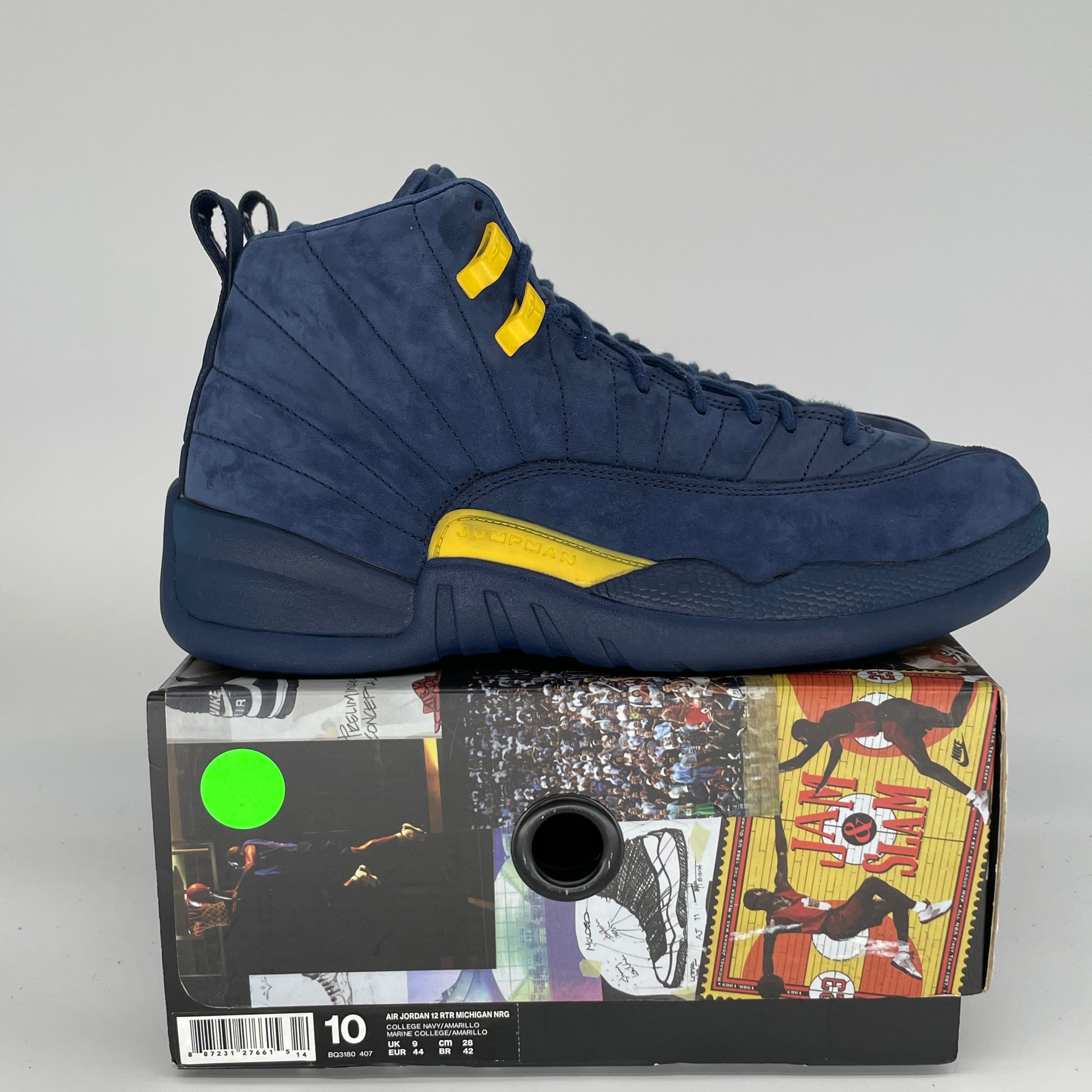 AIR JORDAN 12 Michigan Basketball Shoes - Men's Size 10 (BQ3180-407) - Retro Sneakers for Basketball, Streetwear & Casual Fashion