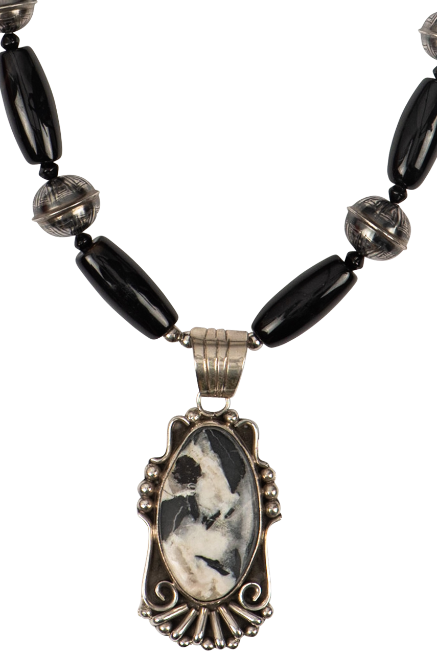 Sweet Tea Jewelry White Buffalo Set - Sterling Silver Native American Necklace & Earrings Set for Women | Perfect for Boho Fashion, Festivals & Gift Giving