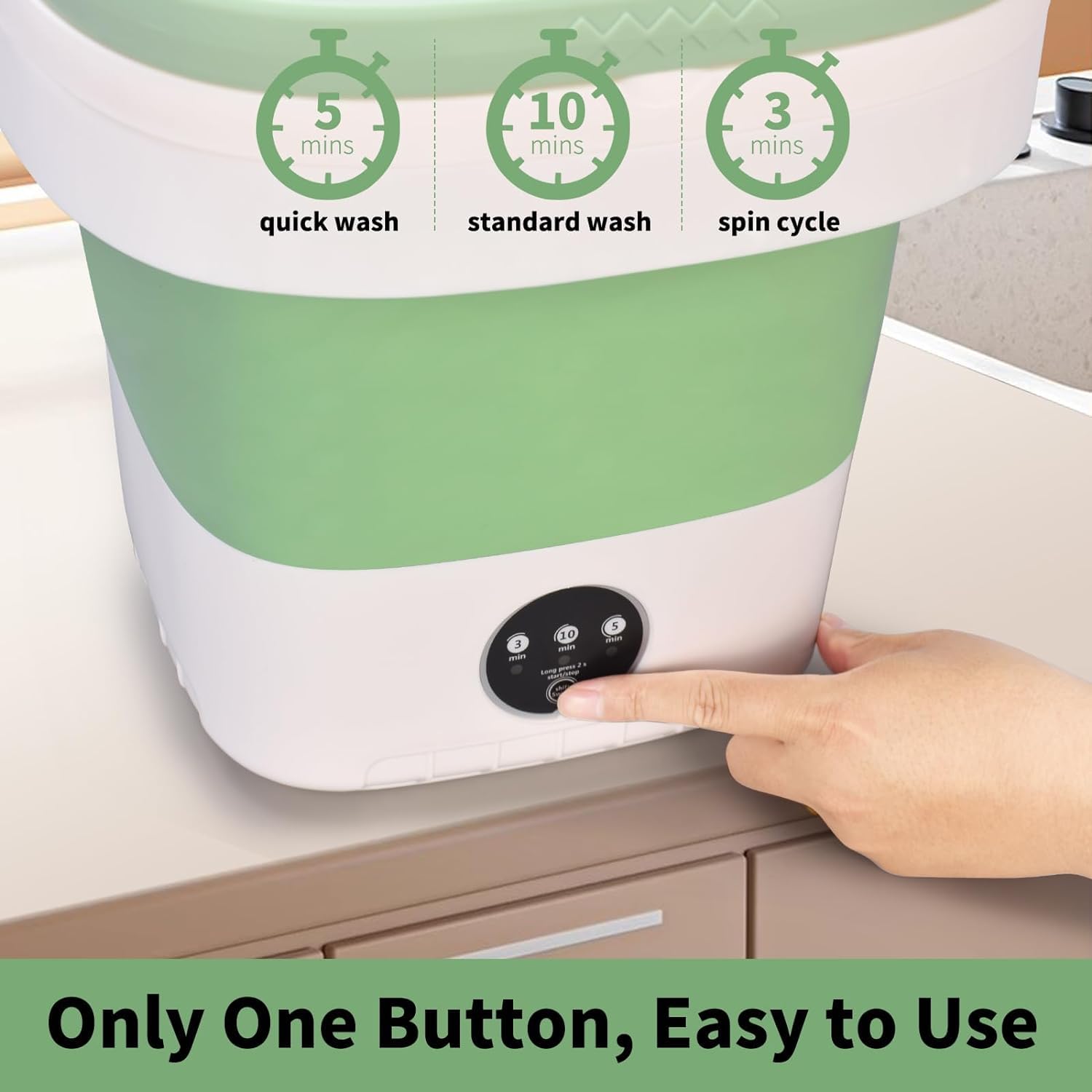 Portable Washing Machine 15L - Compact Mini Washer & Dryer Combo with 3 Wash Modes for Underwear, Baby Clothes, Socks & Delicates - Foldable Travel Washer for Apartments, Homes, Hotels, Camping & RVs - Perfect for Small Spaces & On-the-Go Laundry Needs