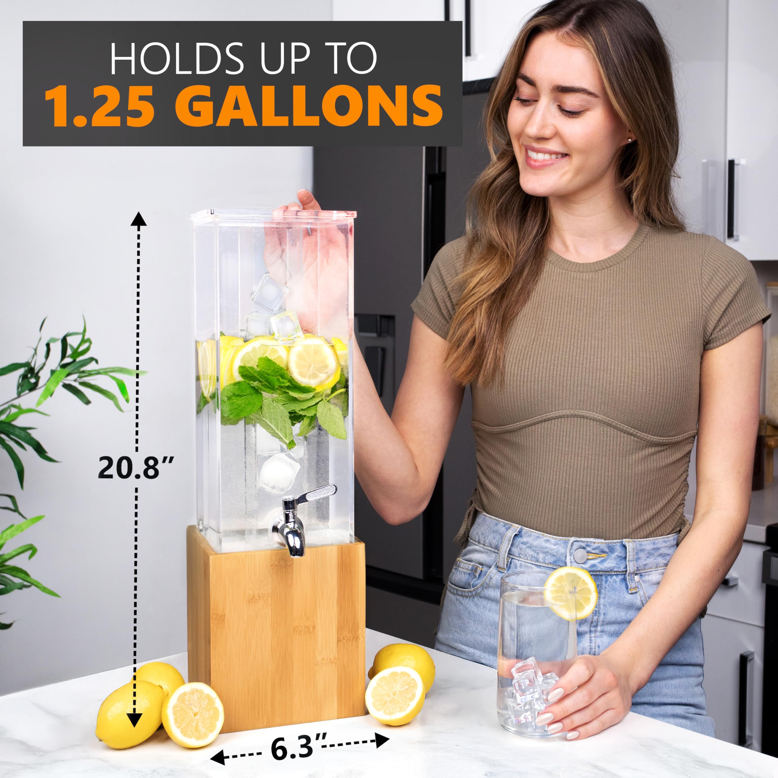 1.25 Gallon Acrylic Beverage Dispenser with Stand - Perfect for Parties, Events & Home Use - Water, Juice & Punch Dispenser - Essential Hosting & Serving Solution