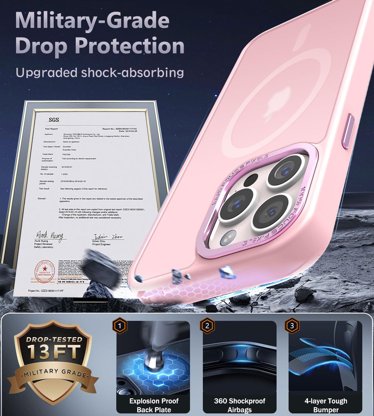 Magnetic iPhone 15 Pro Max Case with Magsafe Compatibility | Military-Grade Protection | Slim & Durable Translucent Cover for iPhone 15 Pro Max 6.7