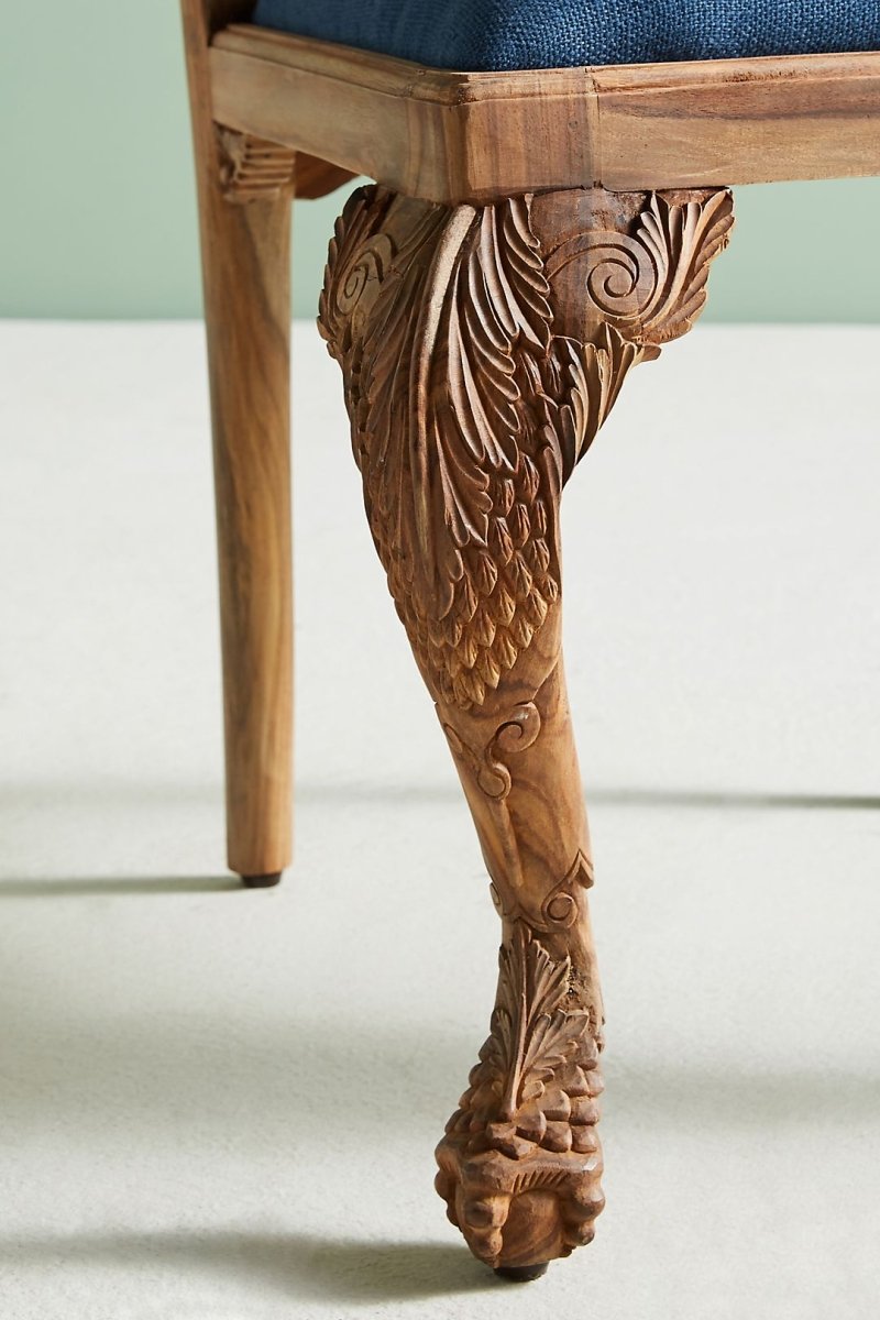 Hand Carved Wooden Owl Dining Chair - Unique Animal Menagerie Design - Perfect for Farmhouse, Rustic & Bohemian Home Decor