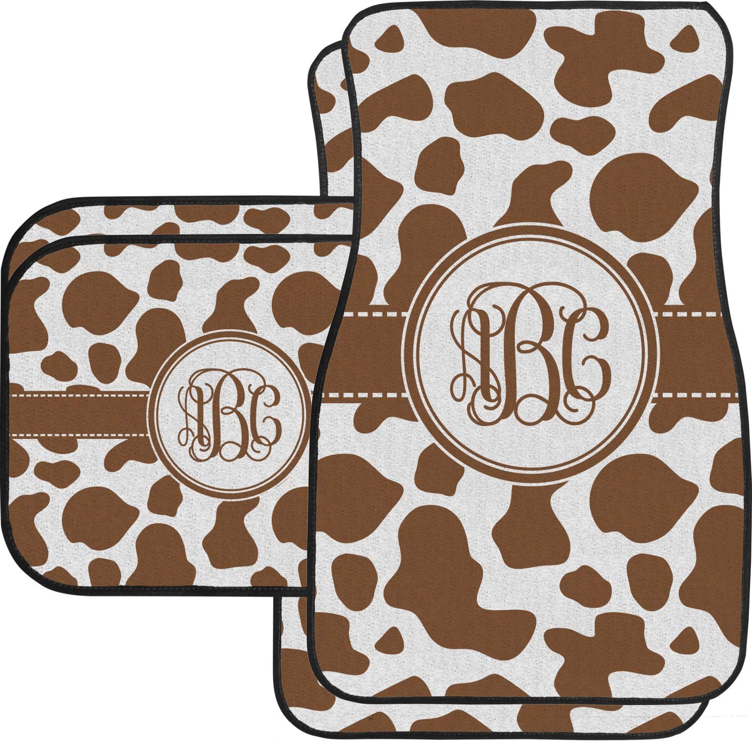 Custom Cow Print Car Floor Mats Set - 2 Front & 2 Back Mats for Cars, Trucks & SUVs - Non-Slip, Waterproof & Durable - Perfect for Farmhouse, Country & Western Style Vehicles