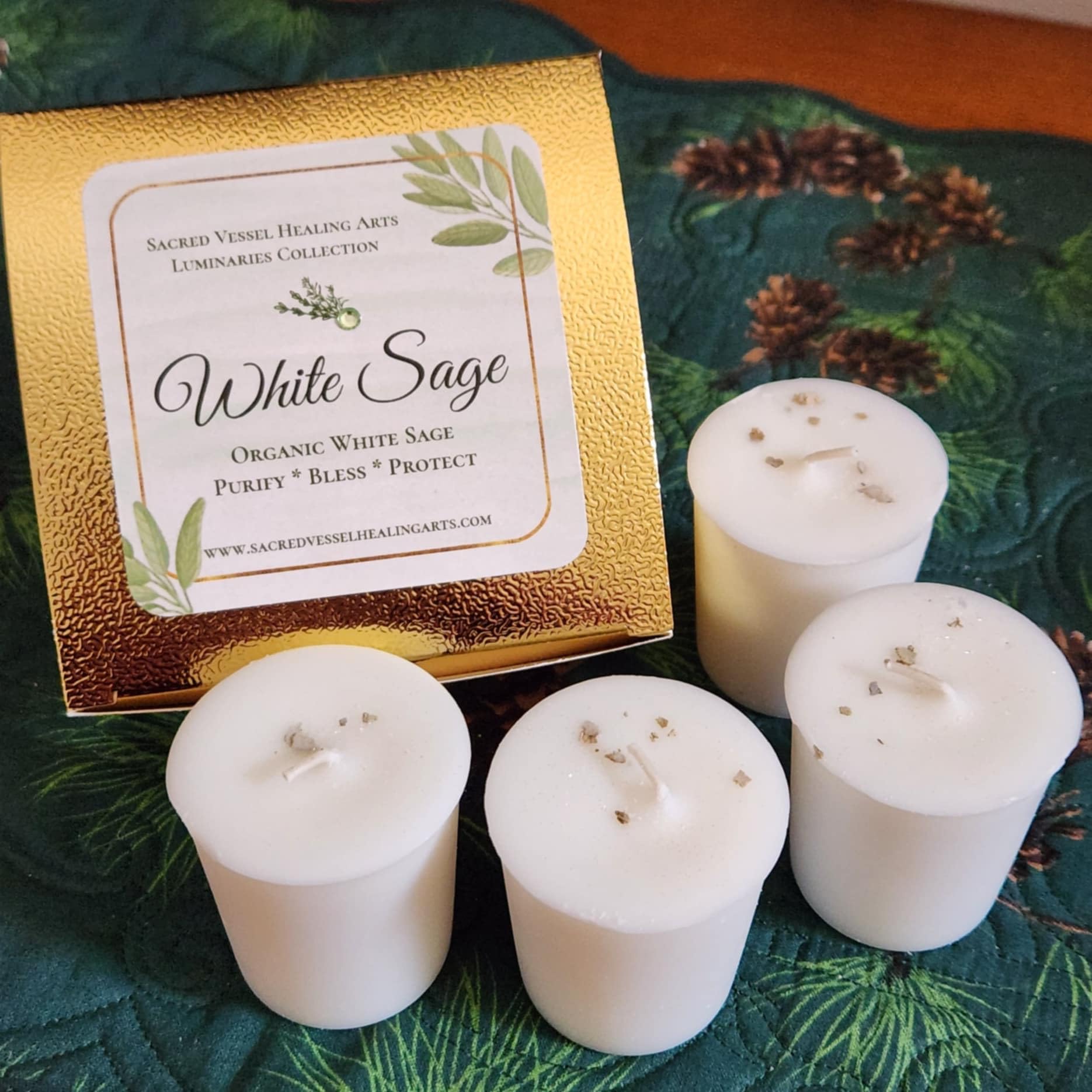 White Sage Soy Candles - Box of 4 Natural Organic Votive Candles for Cleansing, Clearing & Purifying | Perfect for Meditation, Yoga, Aromatherapy & Home Relaxation