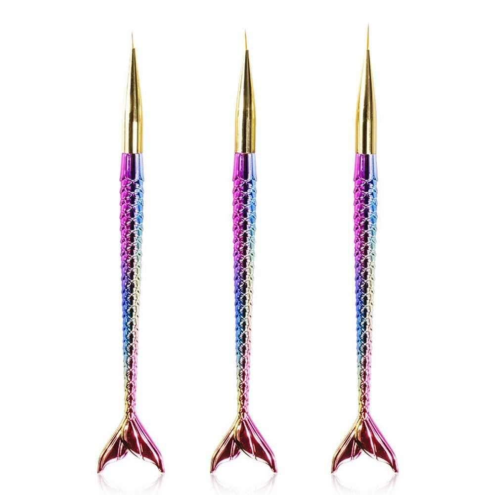 INOG 3-Piece Mermaid Line Nail Art Brush Set - Professional Detailing Brushes for Nail Painting, DIY Manicure & Kids Nail Art | Perfect for Home Salon, Party Nail Designs & Gift Giving