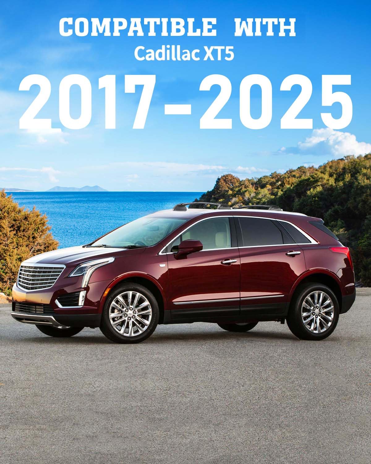 2024 Aluminum Car Roof Rack Cross Bars for Cadillac XT5 (2017-2025 Models) - Lockable Cargo Carrier for Kayak, Canoe, Bike & Snowboard | Perfect for Road Trips & Outdoor Adventures