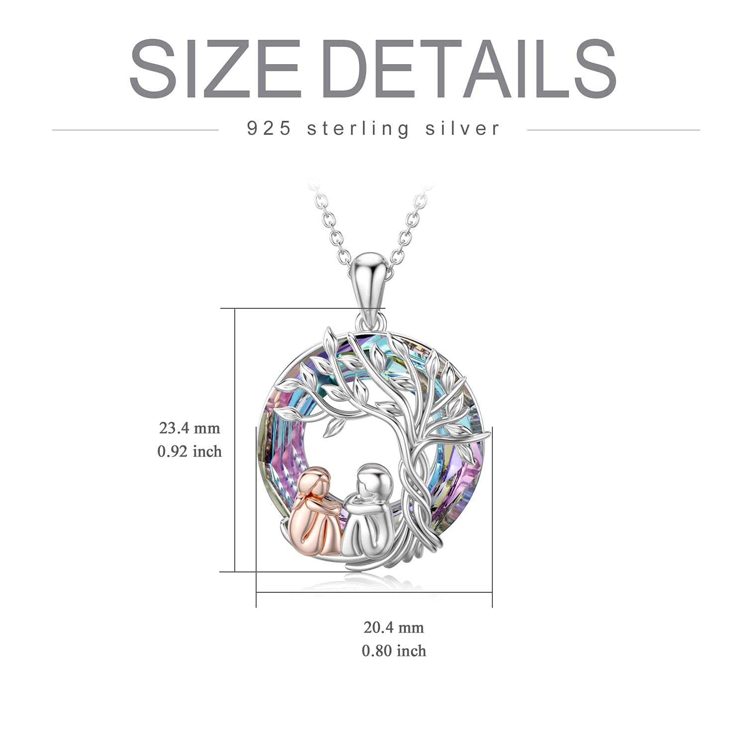 925 Sterling Silver Tree of Life Necklace for Sisters - 2/3/4 Sisters Crystal Jewelry Gift for Women, Daughter, Friends | Birthday, Mother's Day Present | Meaningful Sister Bonding Keepsake for Special Occasions