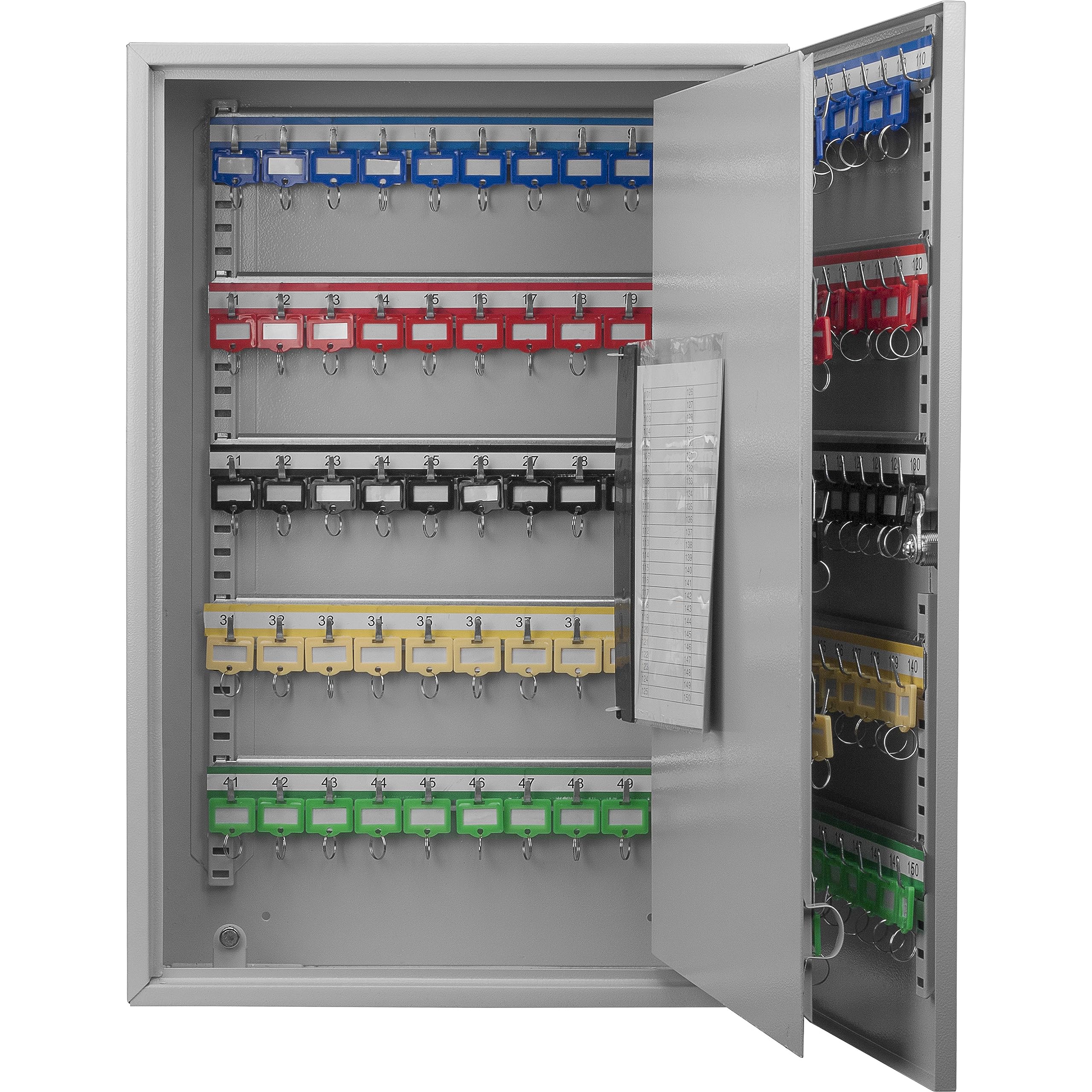 Barska Adjustable Key Cabinet Lock Box with Colorful Key Tag Labels - 150 Position Key Lock - Secure Storage for Home, Office, and Business Keys