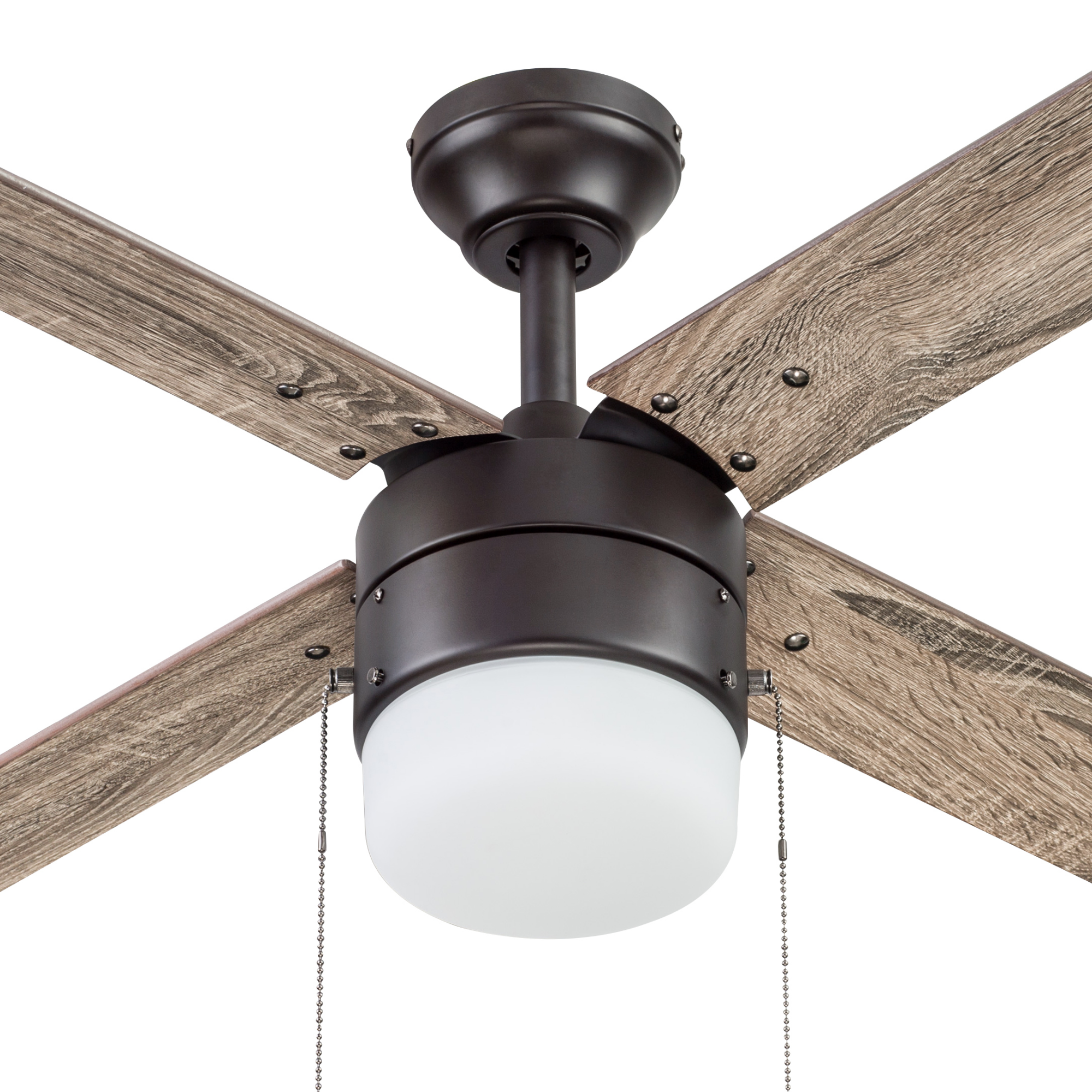 52 Inch Espresso Bronze Ceiling Fan with Pull Chain - Modern Indoor Cooling Fan for Living Room, Bedroom, and Office