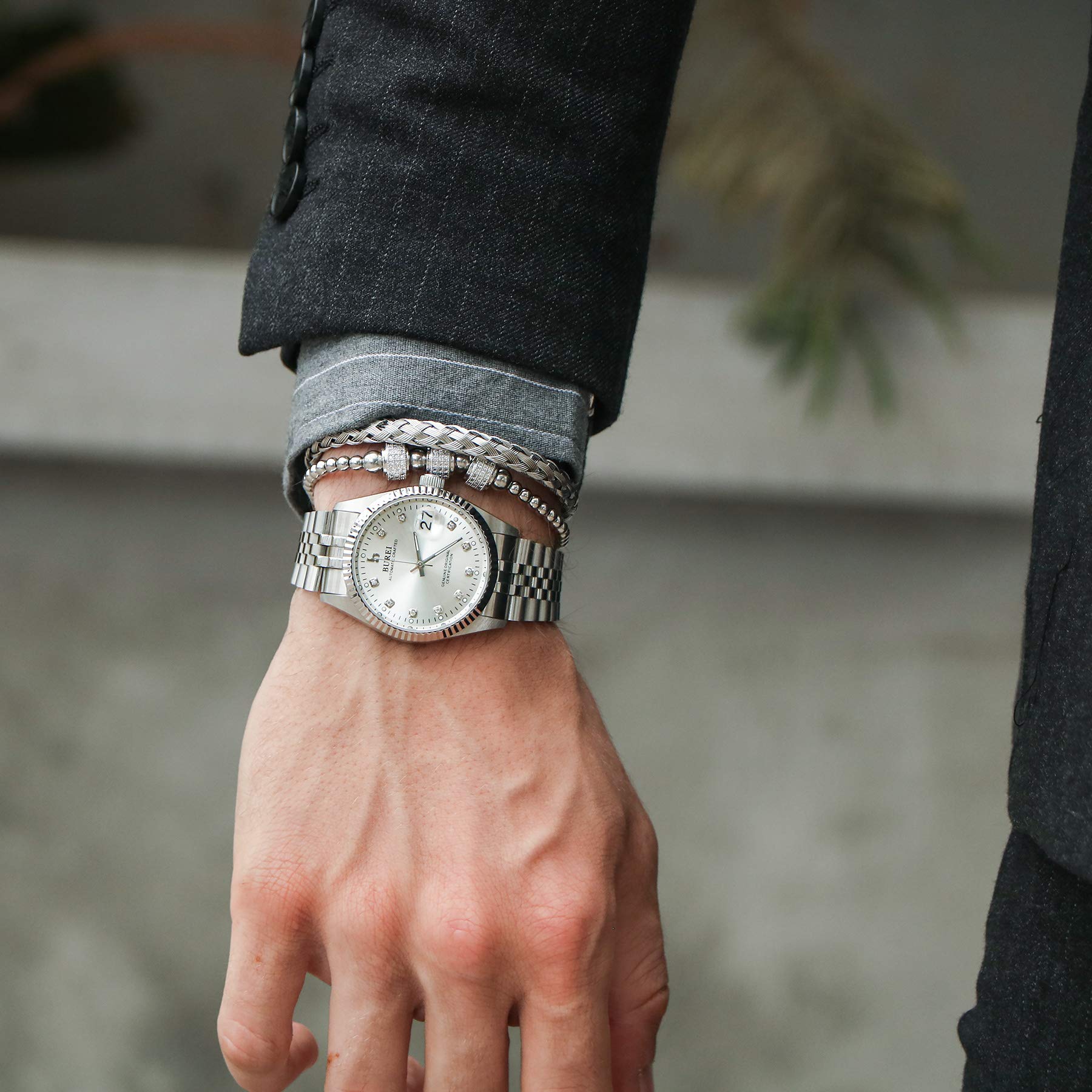 BUREI Men's Automatic Luxury Stainless Steel Waterproof Watch - Dress, Business & Casual Wear - Perfect Gift for Him