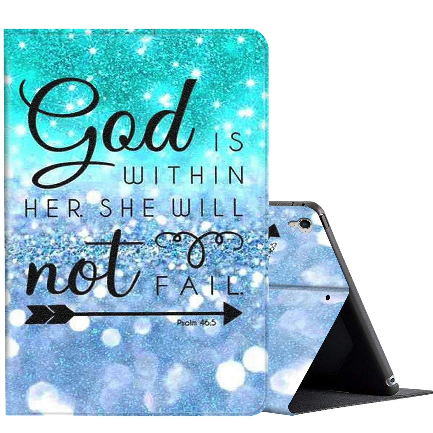 AMOOK Adjustable Folio Smart Cover Stand Shockproof Case for iPad 9.7 inch (5th/6th Generation & iPad Air 1/2) - Lightweight Protective Case with Auto Wake/Sleep - Perfect for Work, School & Travel