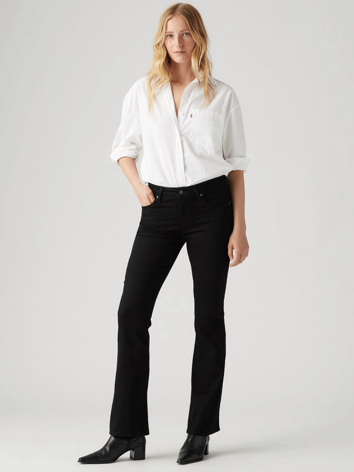 Levi's Women's 725 High Rise Bootcut Jeans - Soft Black Denim Pants for Casual Wear & Night Out | Comfortable Stretch Fit & Flattering Bootcut Style